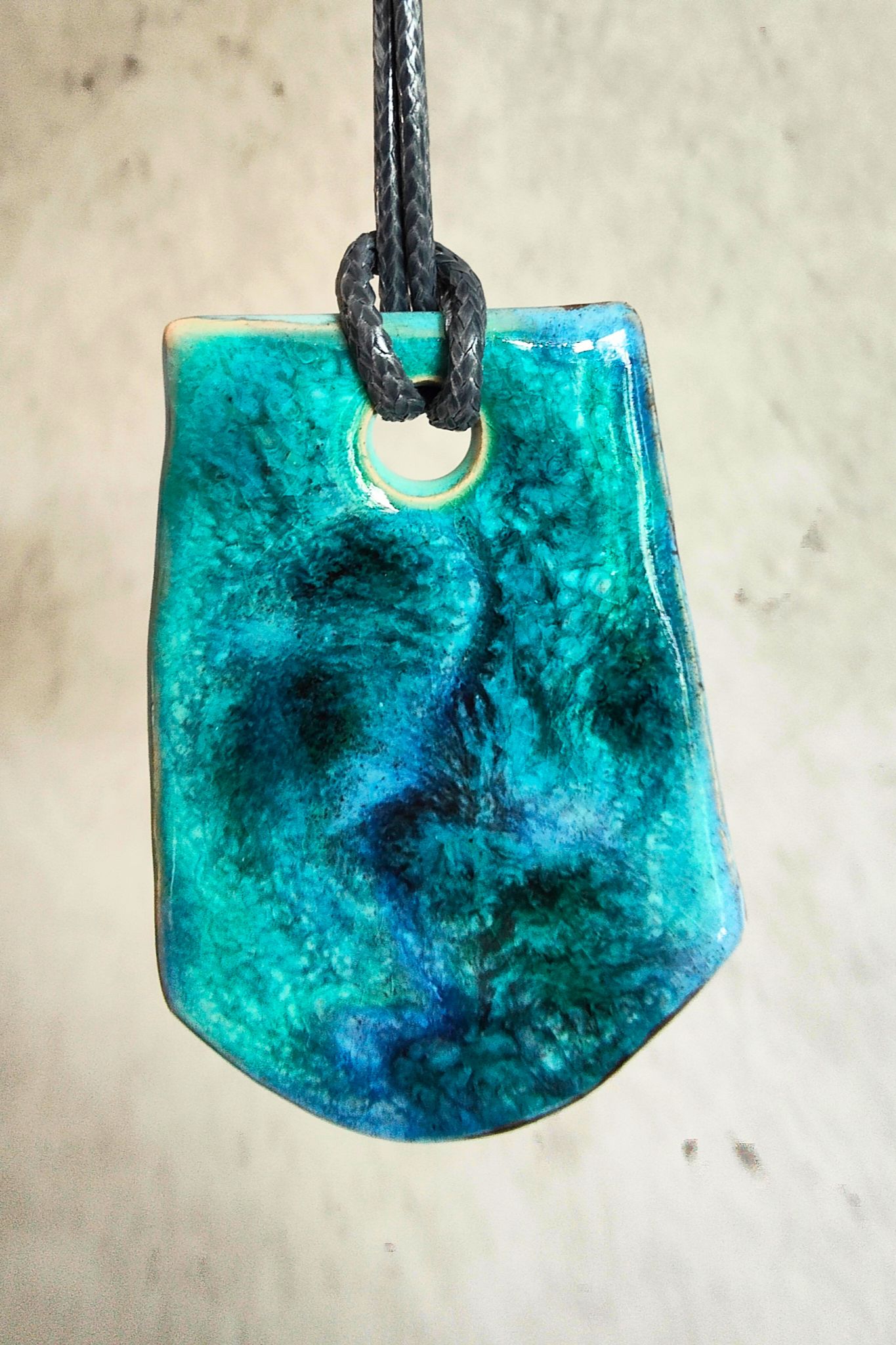 Ketting keramiek groot blauwe tinten