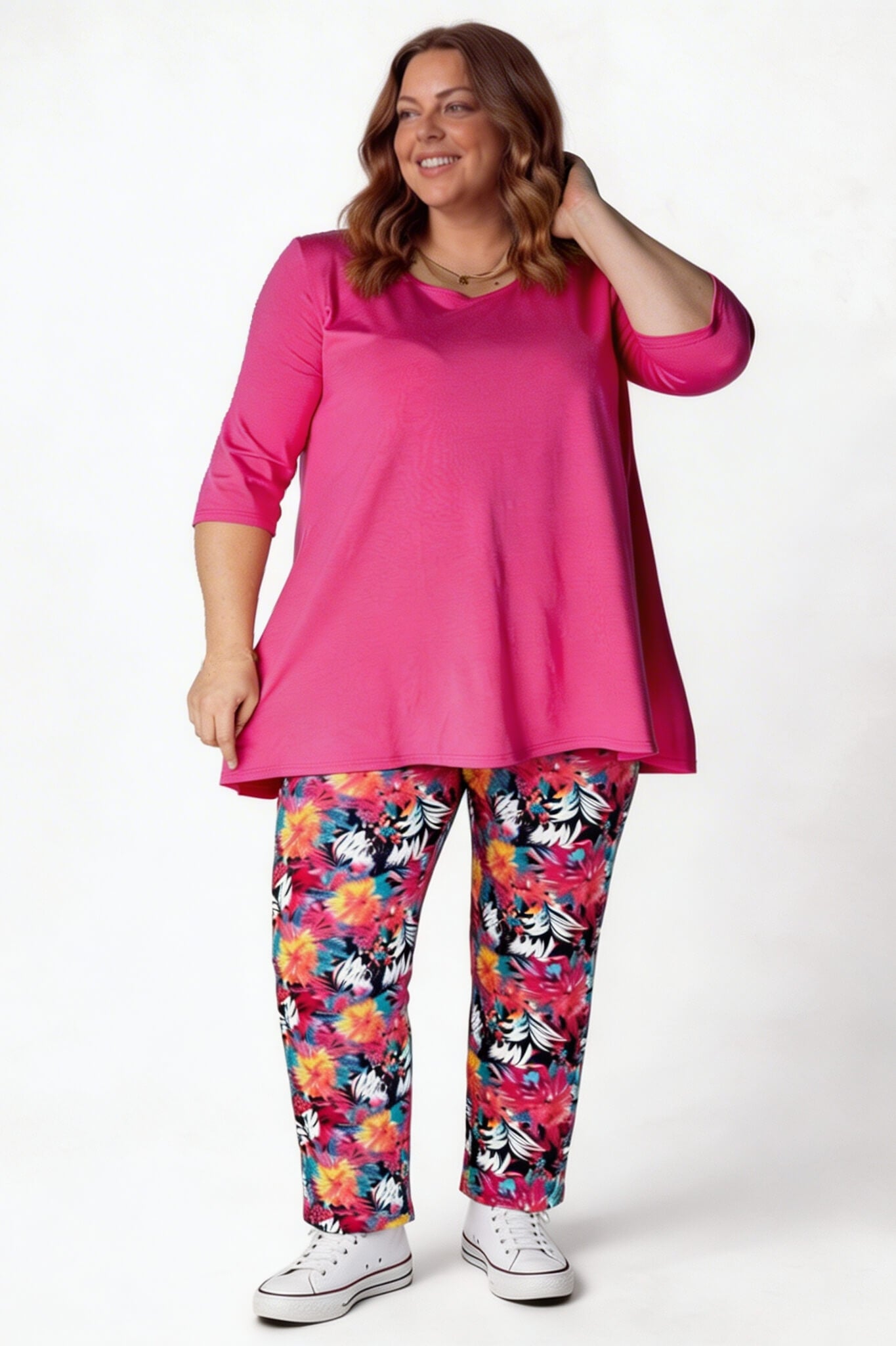 Klassieke Broek met Zakken | Viscose | Vibrant Muse | 74cm binnenbeenlengte