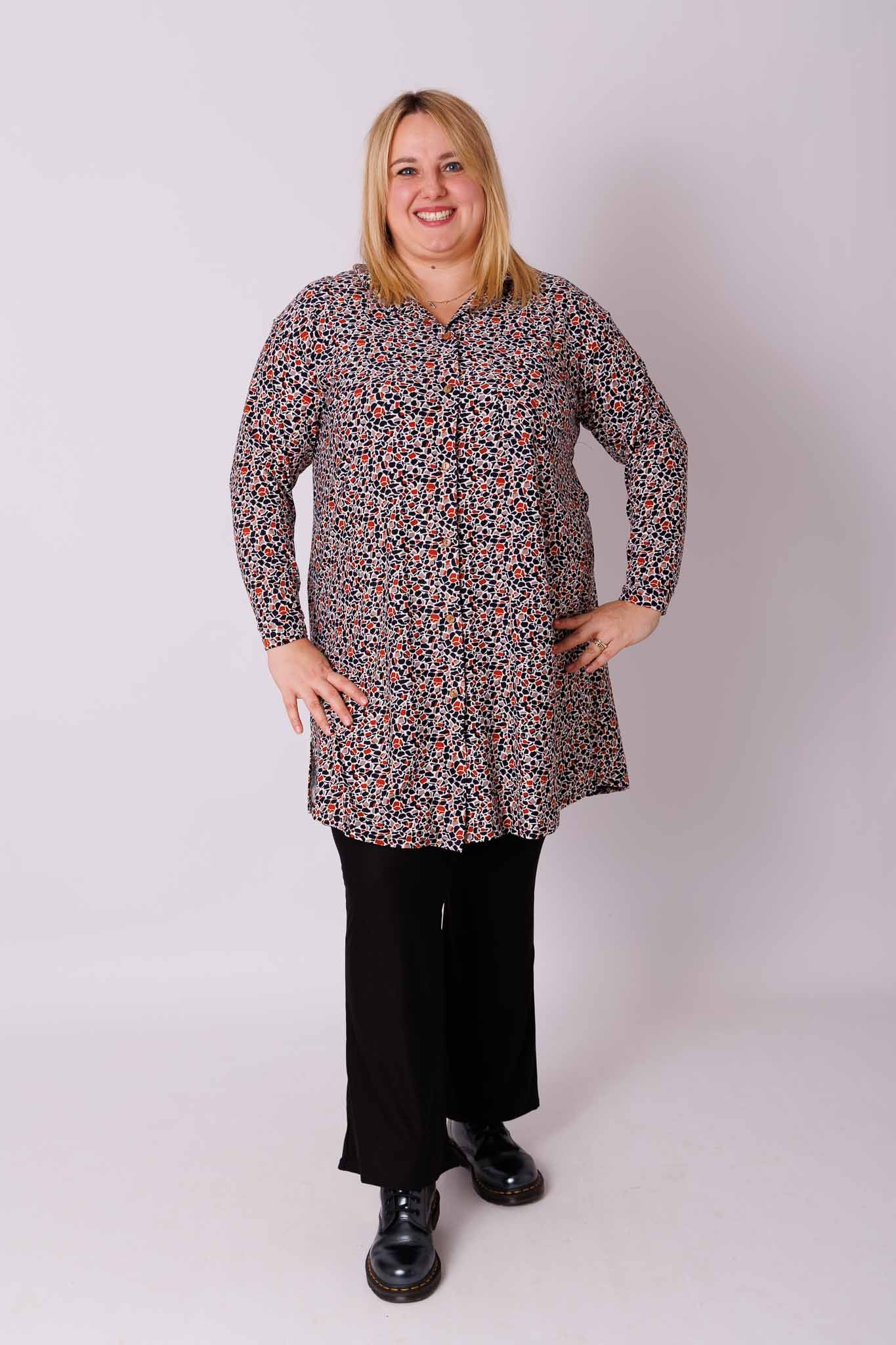 Blouse Tonny A-lijn mozaïek kimo