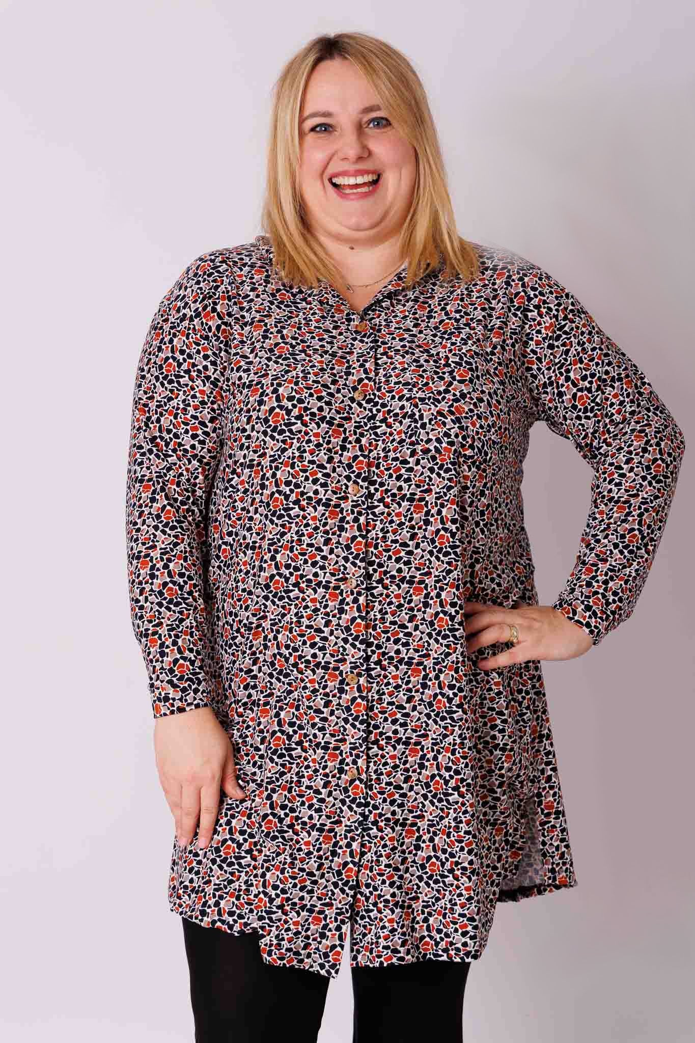 Blouse Tonny A-lijn mozaïek kimo