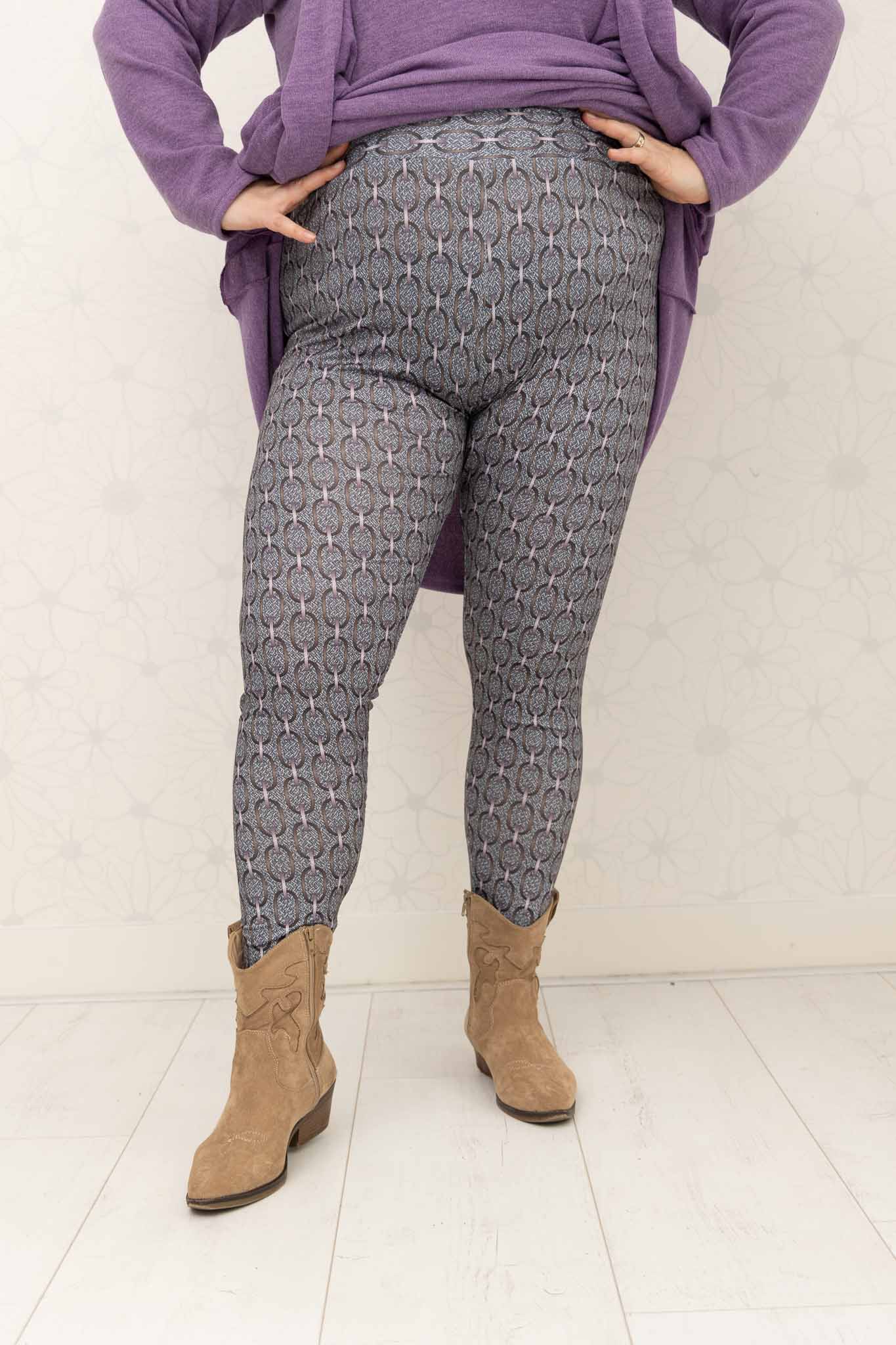 Legging kettinkjes grafiet bruin paars kimo