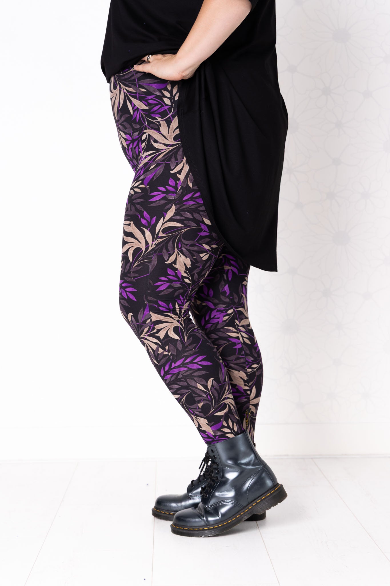 Legging paarse Avondblad | Kimo stof