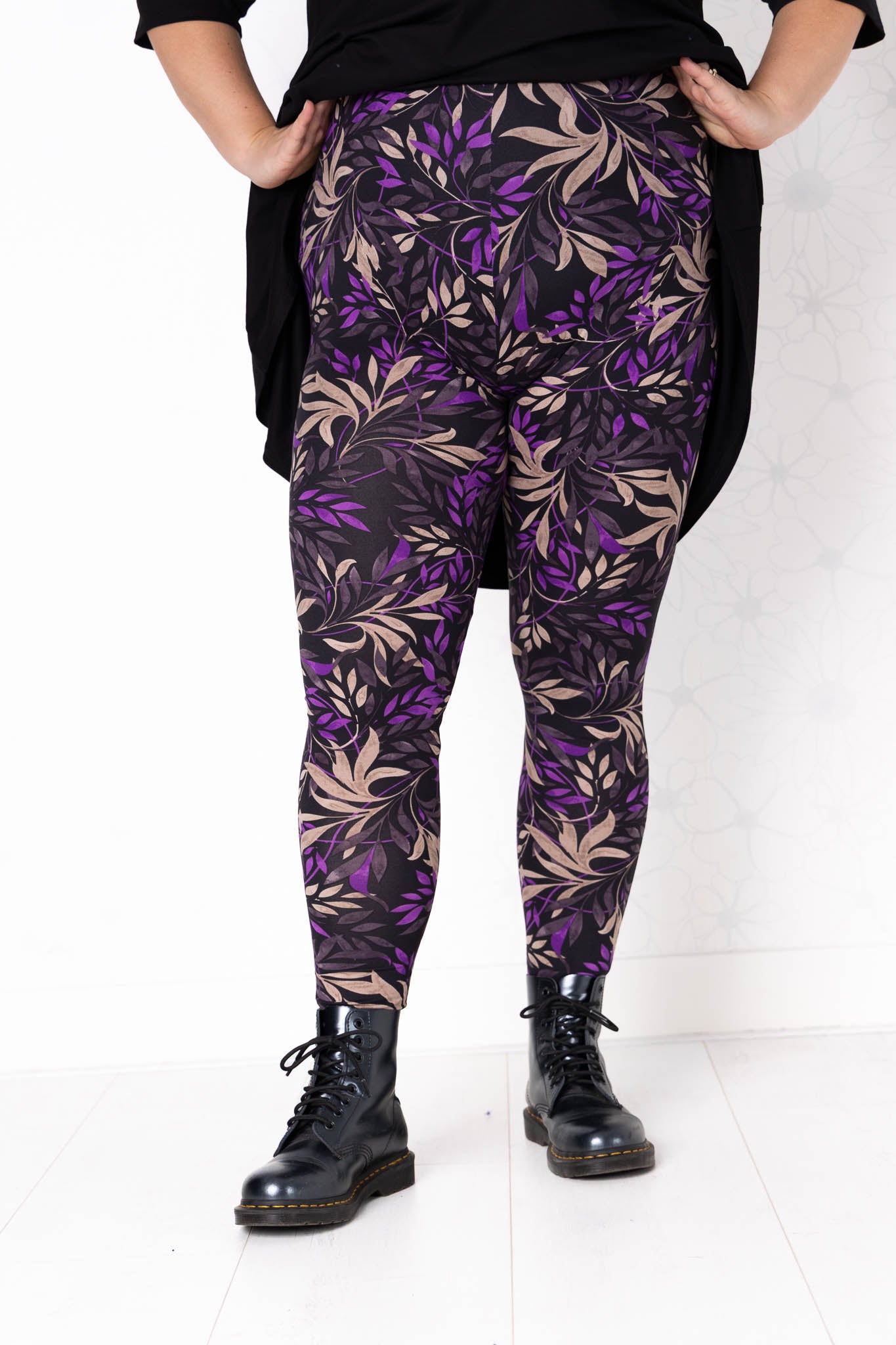 Legging paarse Avondblad | Kimo stof