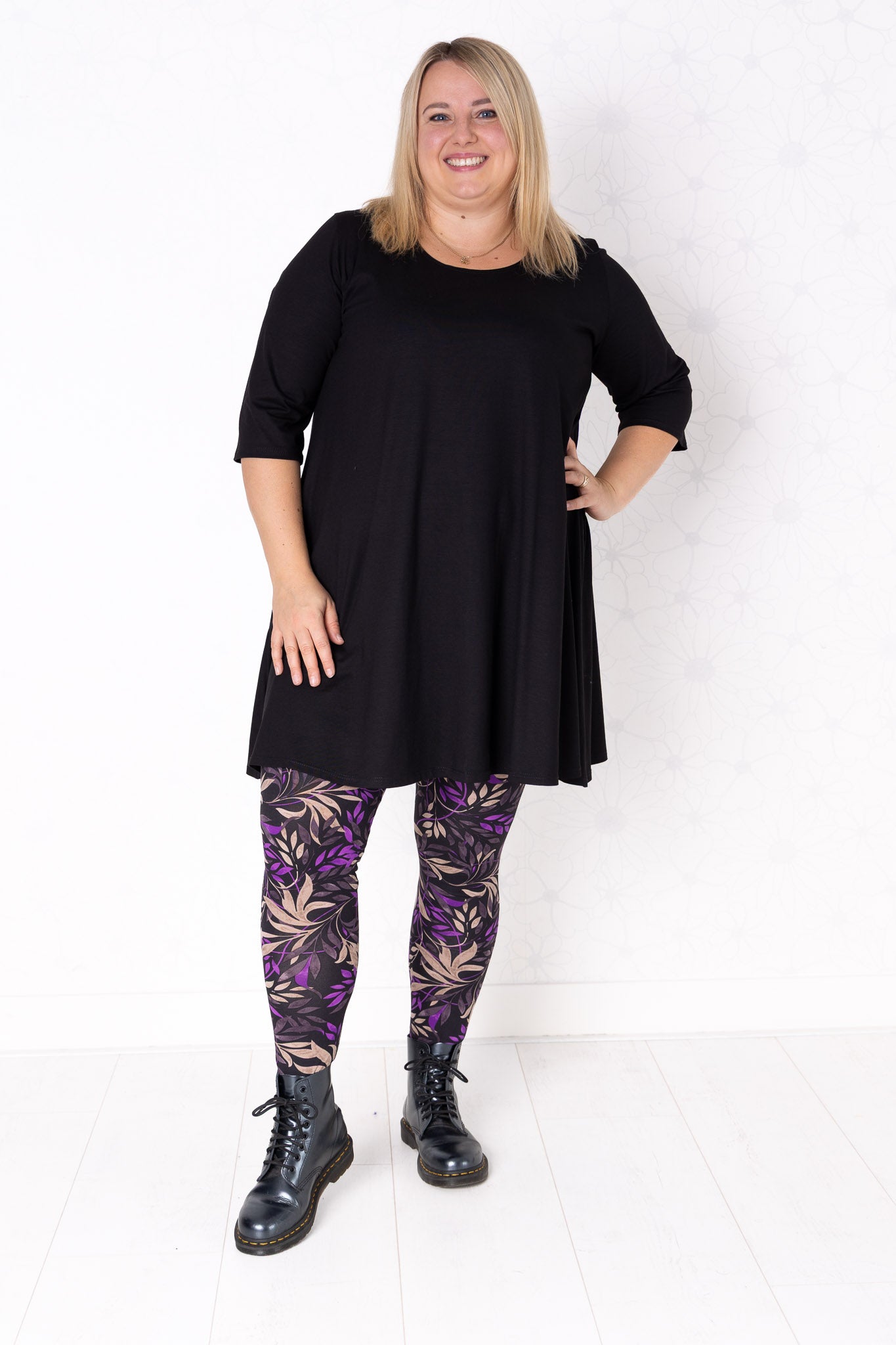 Legging paarse Avondblad | Kimo stof