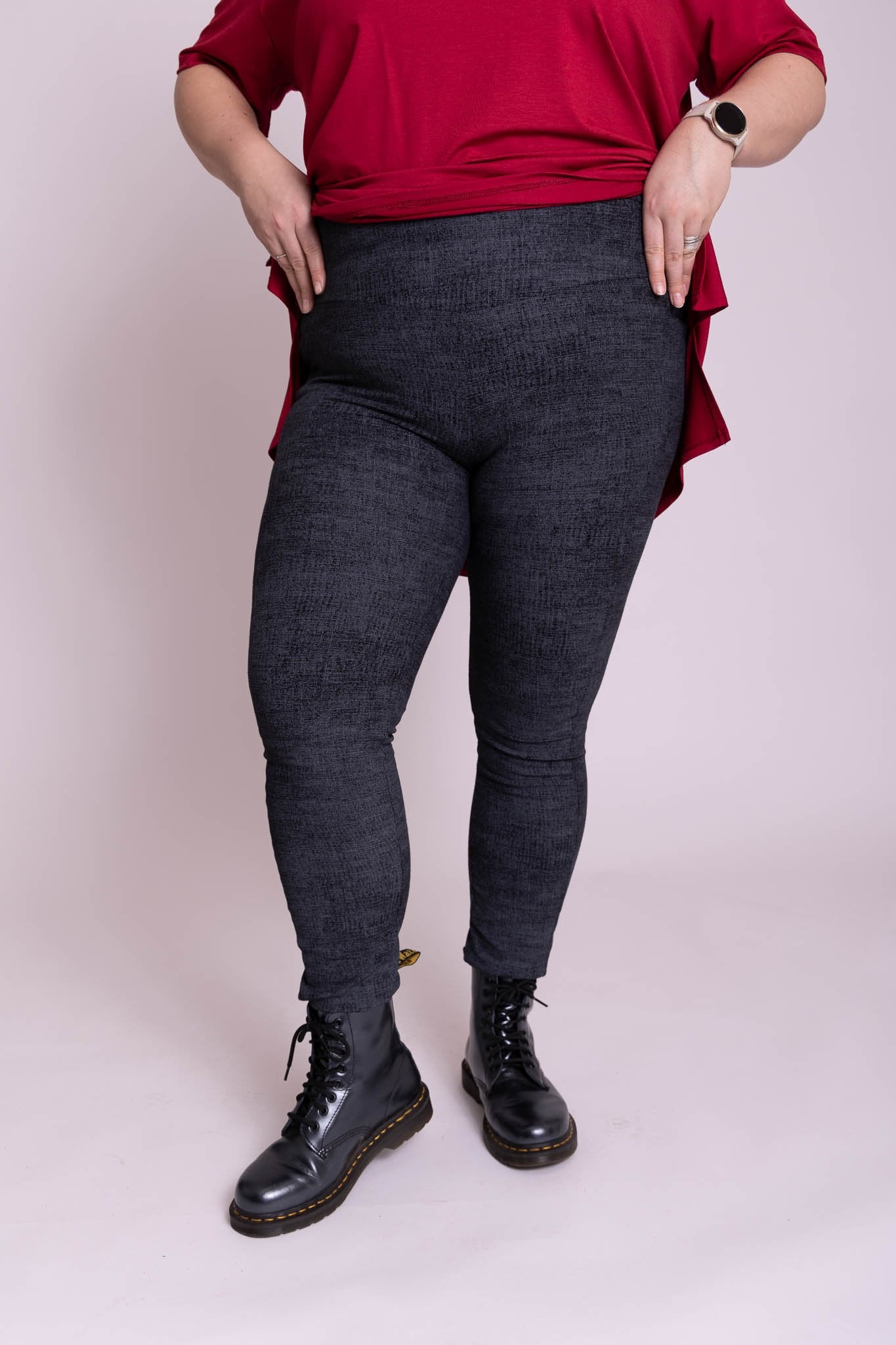Winterlegging als broek met zakken in jeans look zwart t/m maat 60
