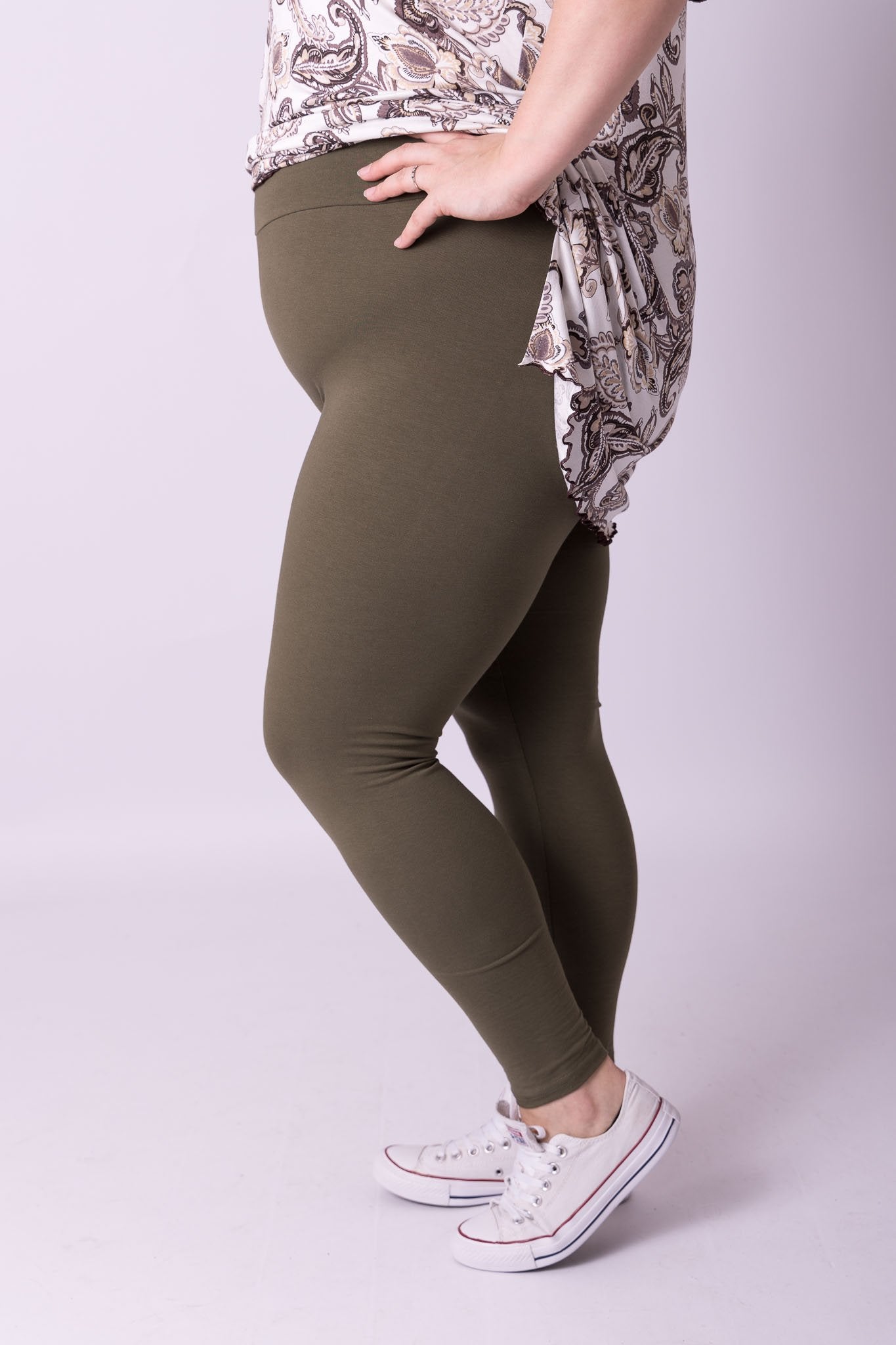 Legging olijfgroen katoen maat 56