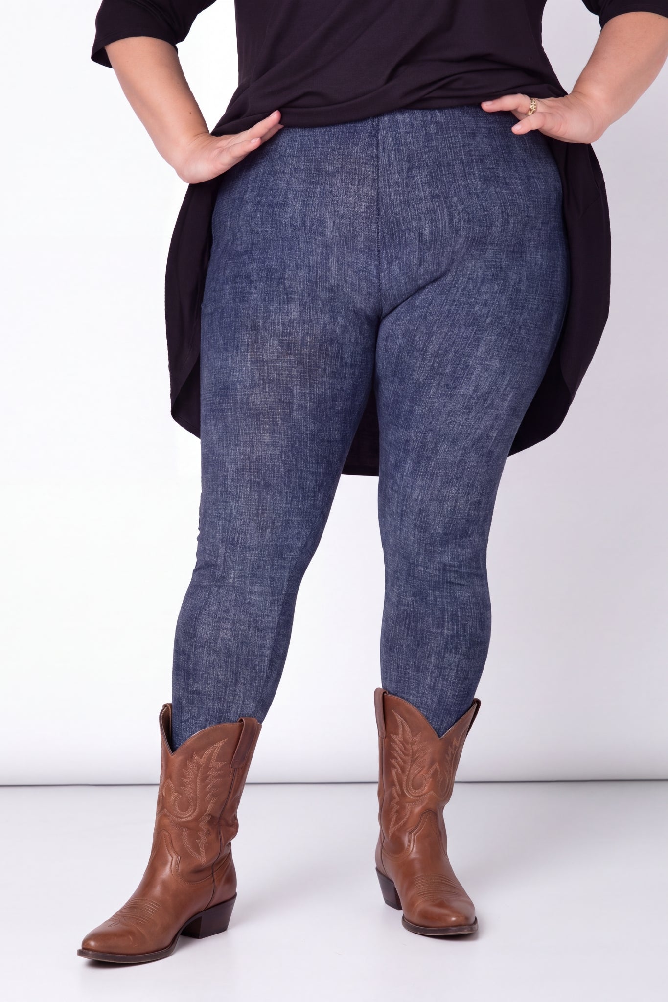 Legging Annemarie | All Cotton | Jeanslook | Hoge Taille | Met Zak