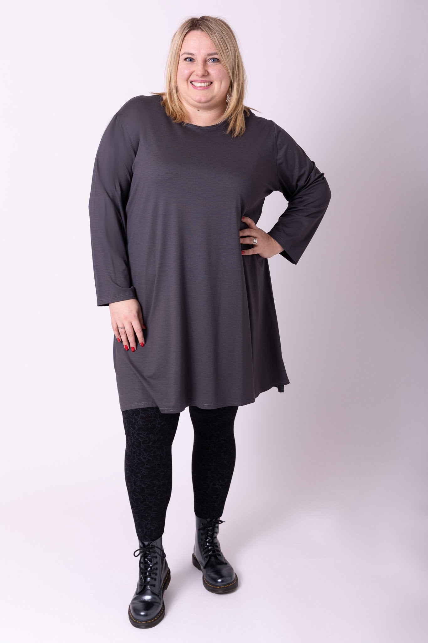 Longshirt basic met ronde hals en lange mouwen