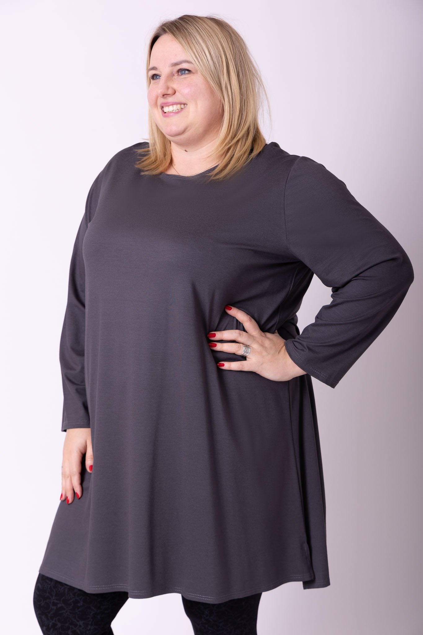 Longshirt basic met ronde hals en lange mouwen