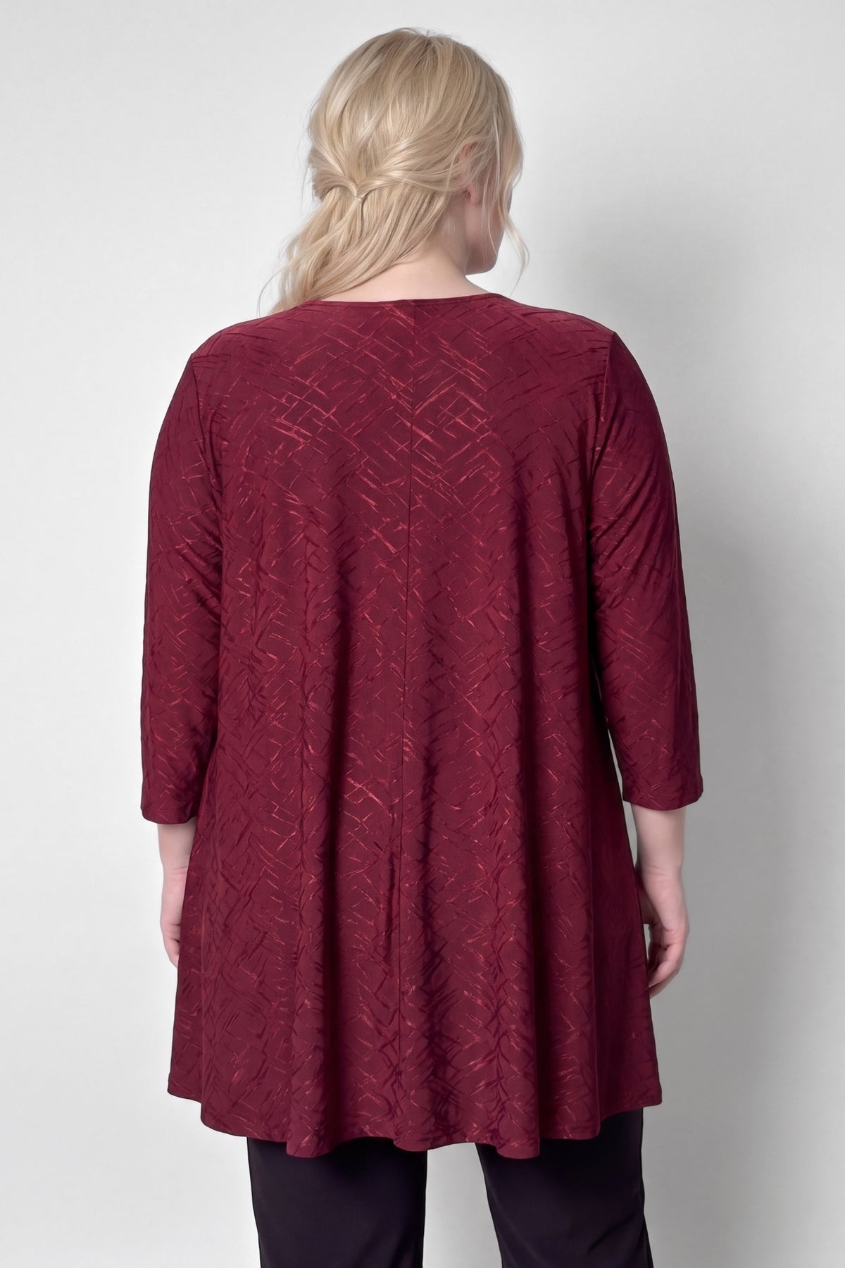 Longshirt Durkje | Stretch Jacquard | Wijde A-lijn | 3/4 mouw | 96 cm