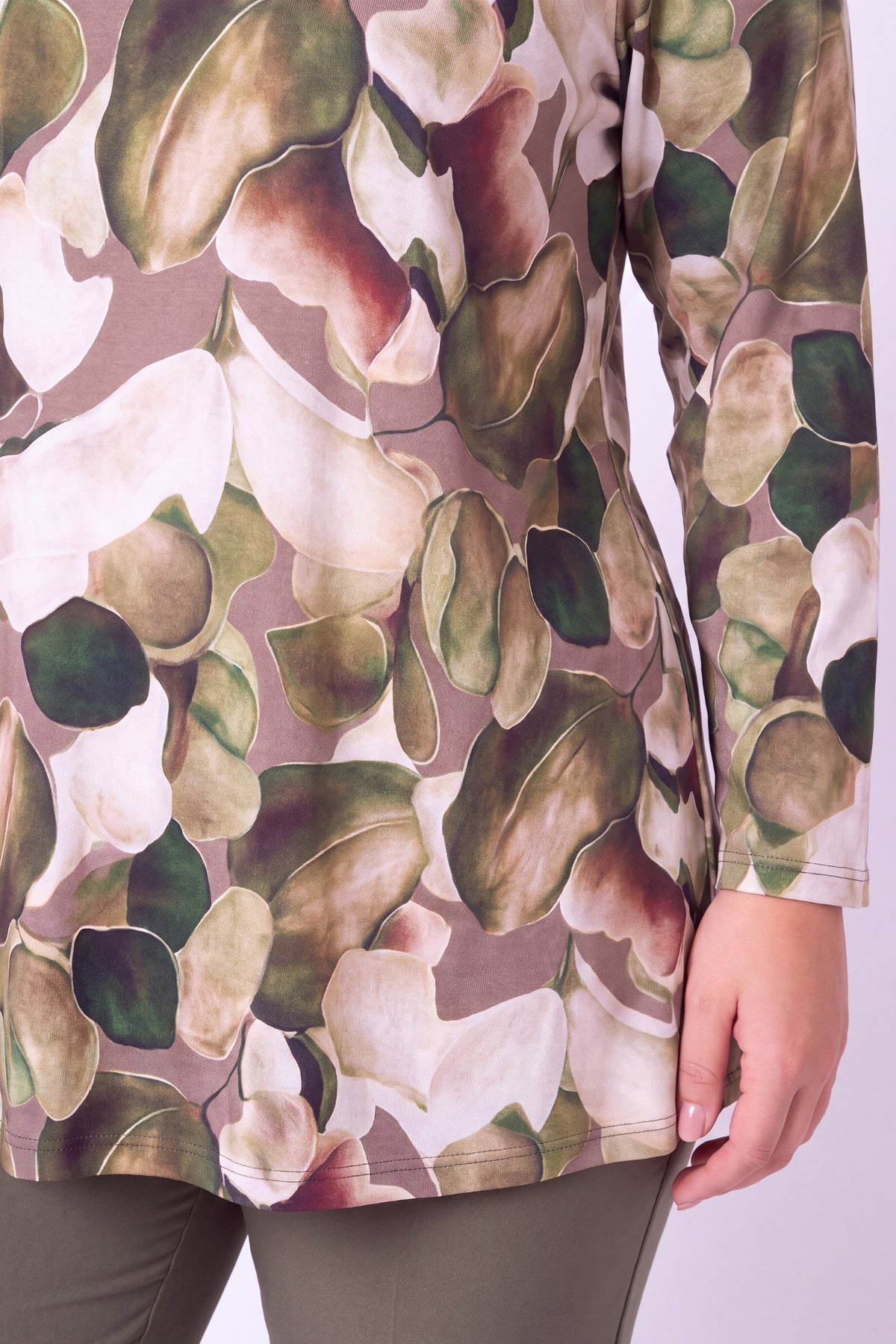 Longshirt Erna | Olive Stones | Recht Model | Soft Knit | Lange Mouw | 90cm