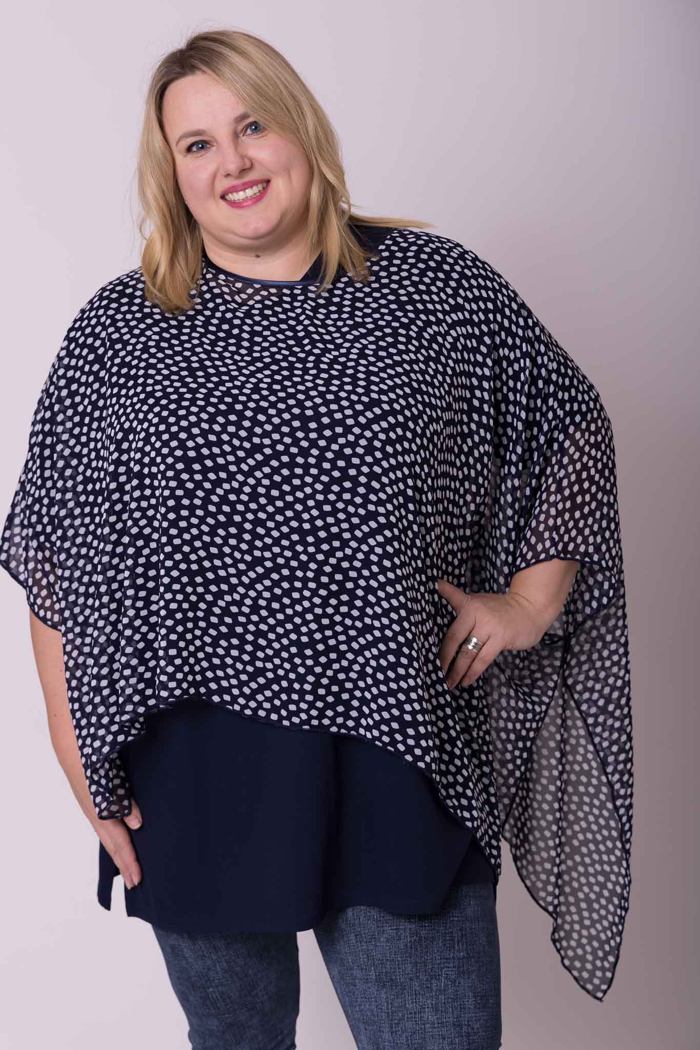 Poncho stijl asymmetrisch chiffon one size 42-56