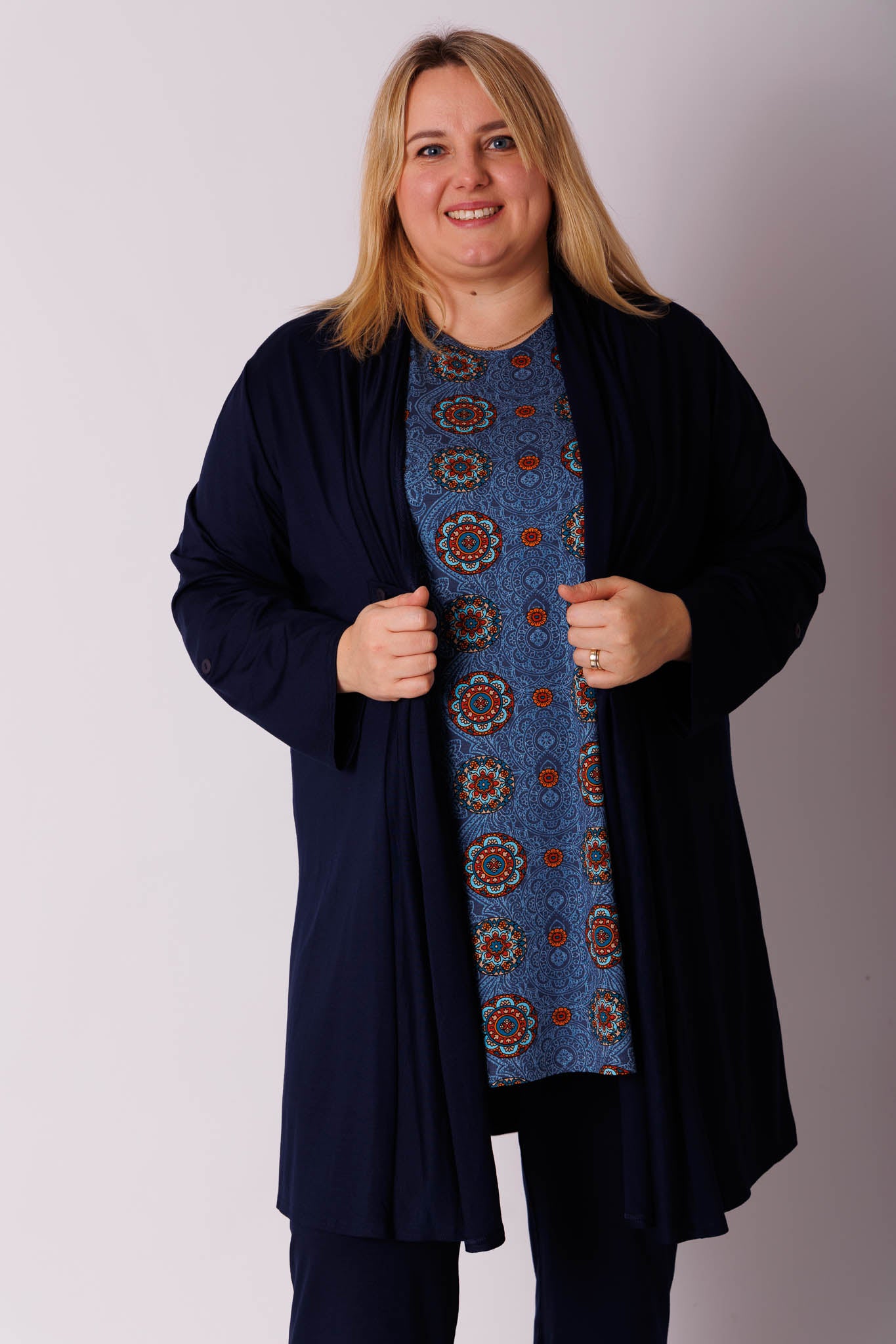 Shirt Eva caleidoscoop blauw viscose 90cm