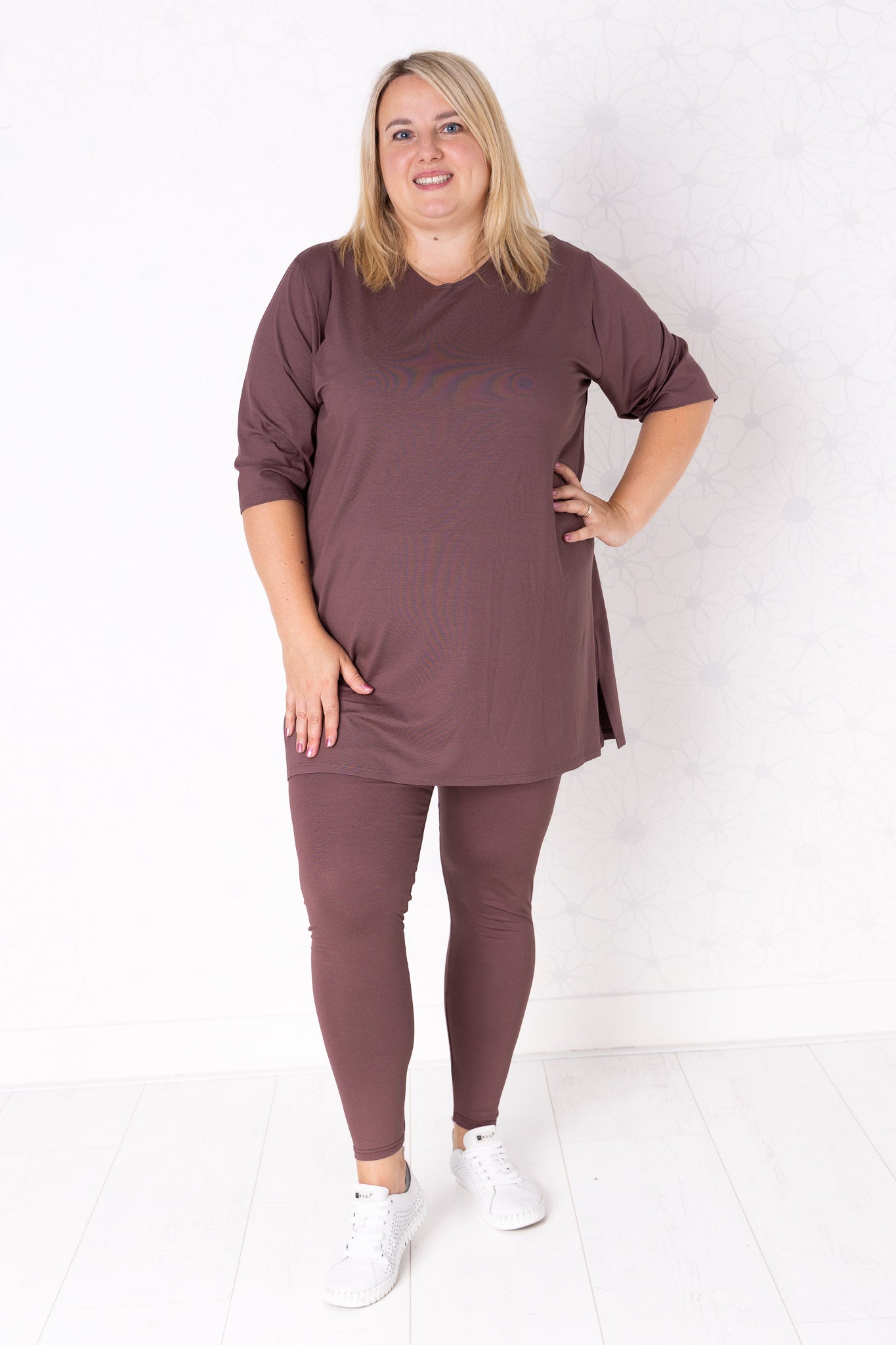 Shirt Eva 90 cm driekwart mouwen viscose maat 46/48