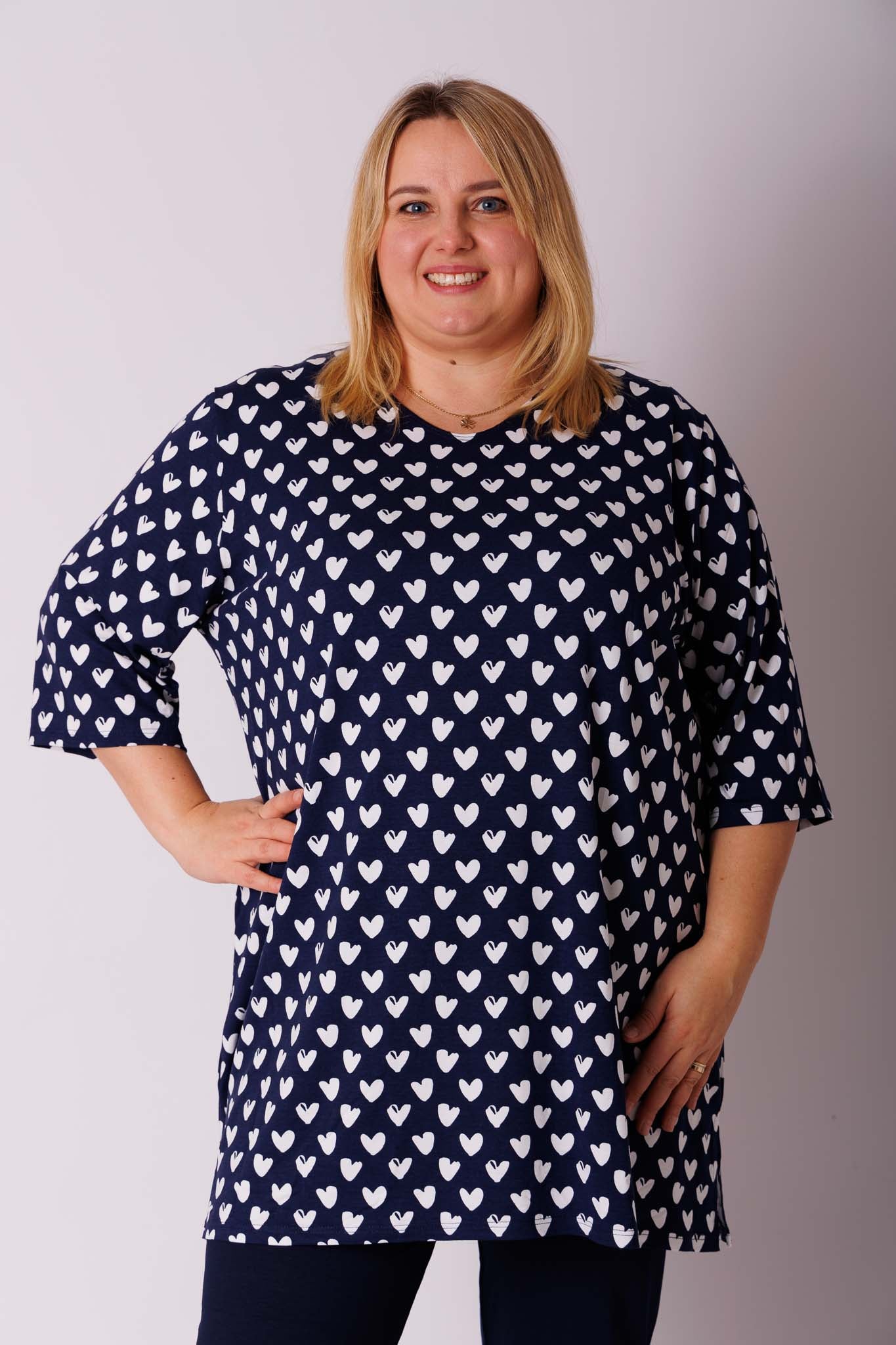 Shirt Eva hartjes viscose 90cm