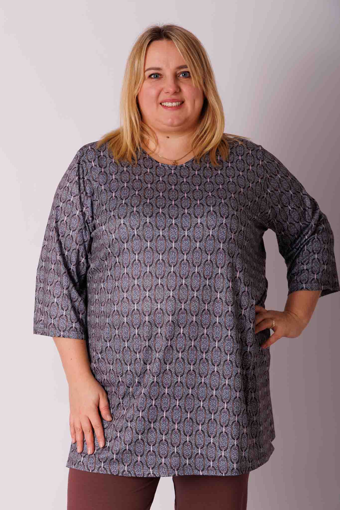Shirt Eva grafiet-paars-bruin kettinkjes 90 cm kimo