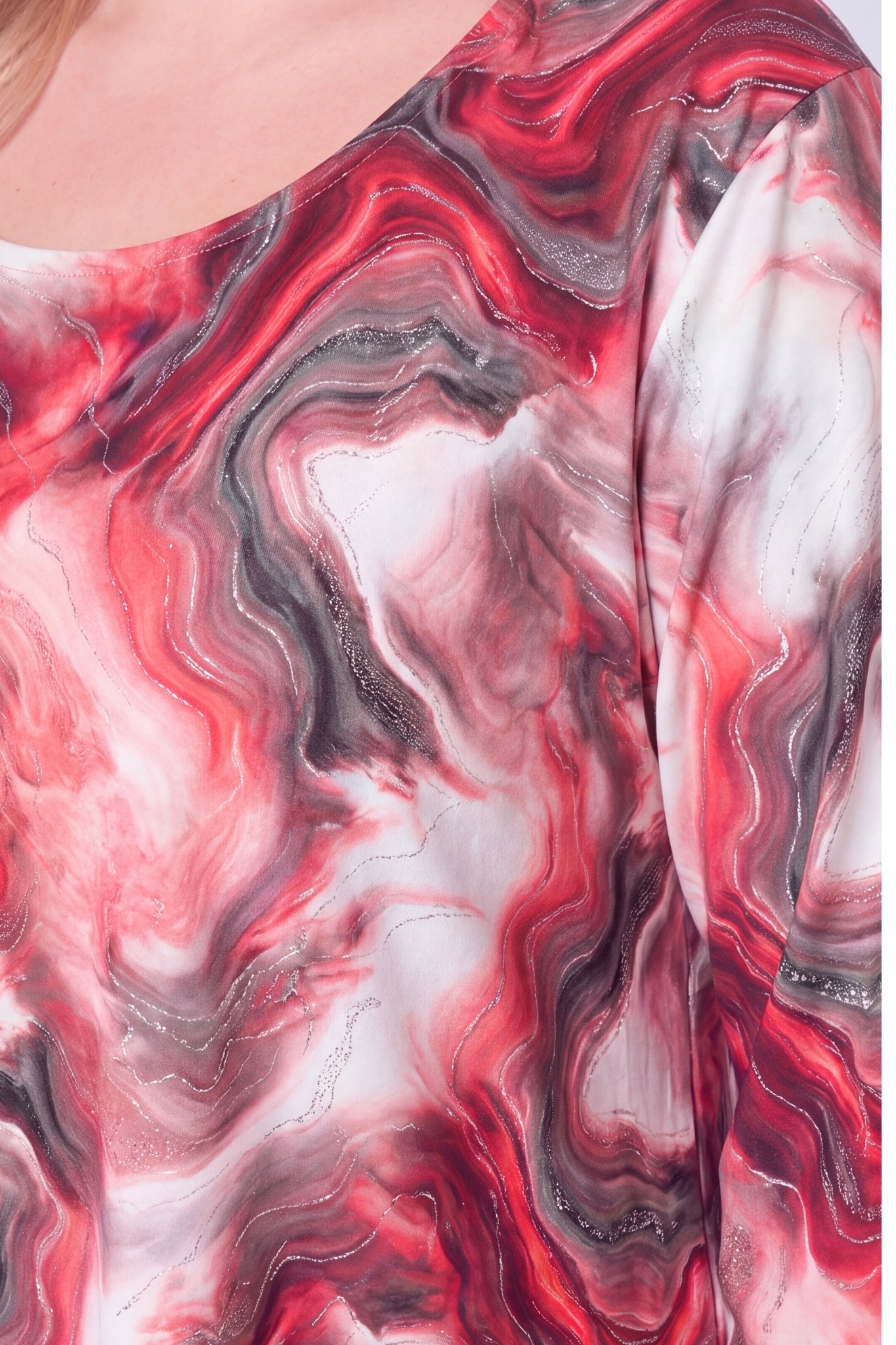 Wijd A-lijn Shirt Durkje | Red Marble | ITY | 96cm