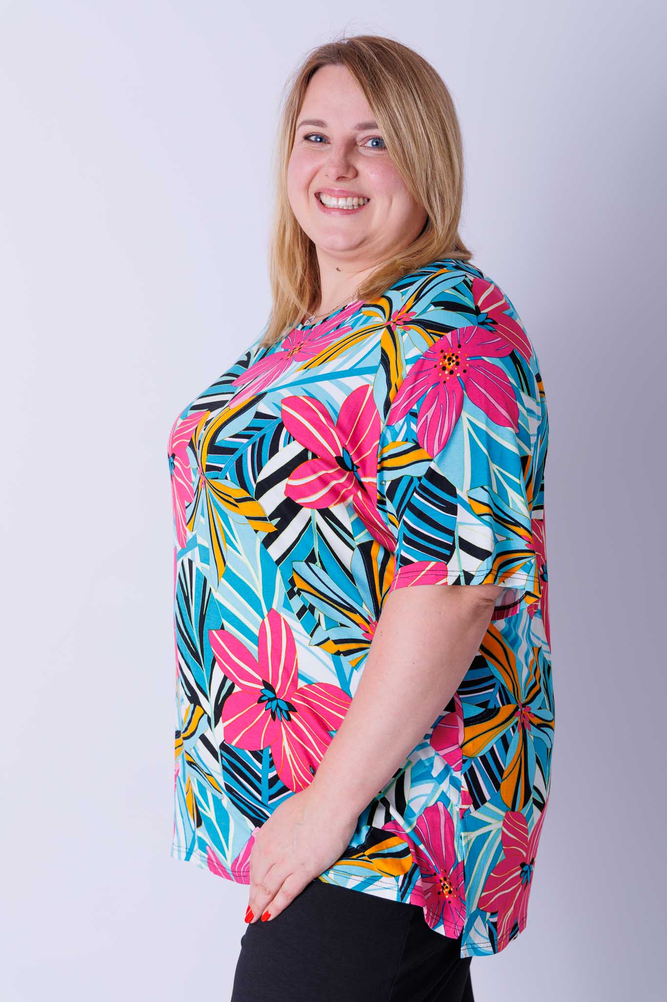 T-shirt Herma roze turquoise 80-82 cm viscose