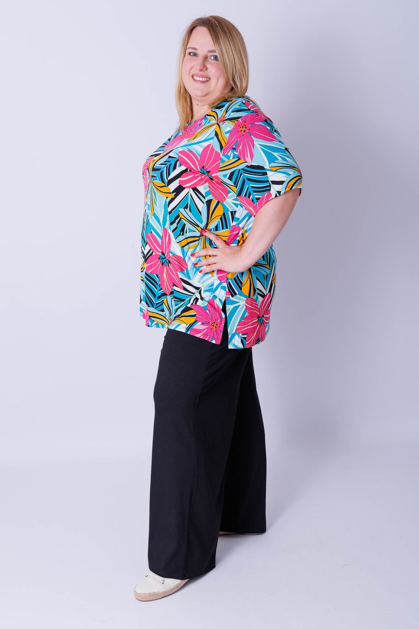 T-shirt Herma roze turquoise 80-82 cm viscose