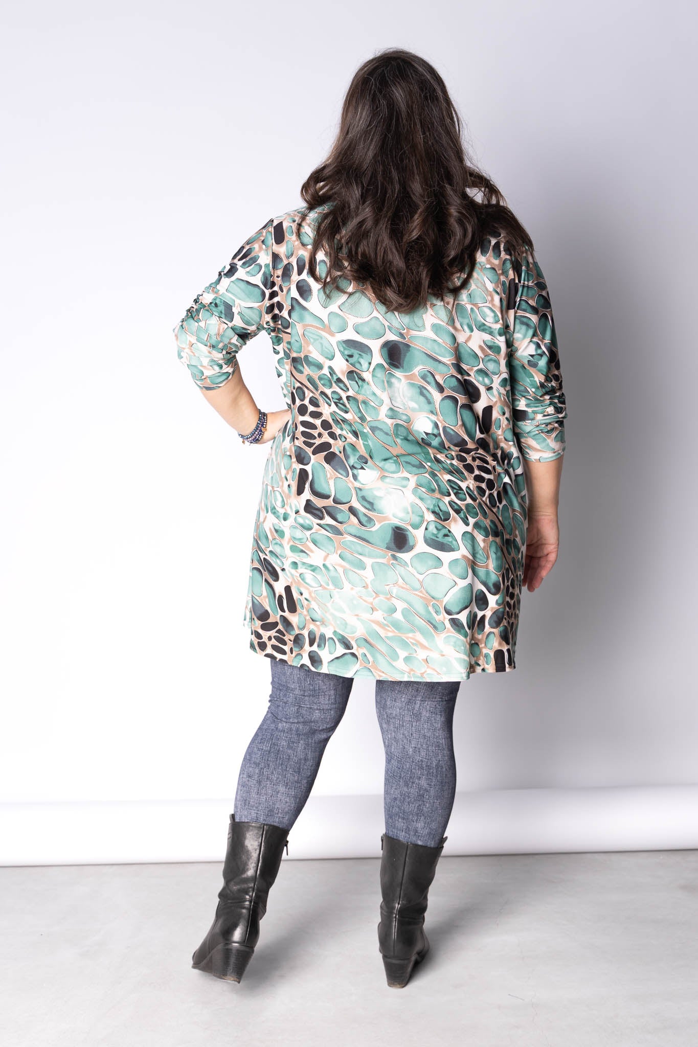 Top Vera | Aqua Steen | Kimo | A-lijn | Lange mouw | 90cm
