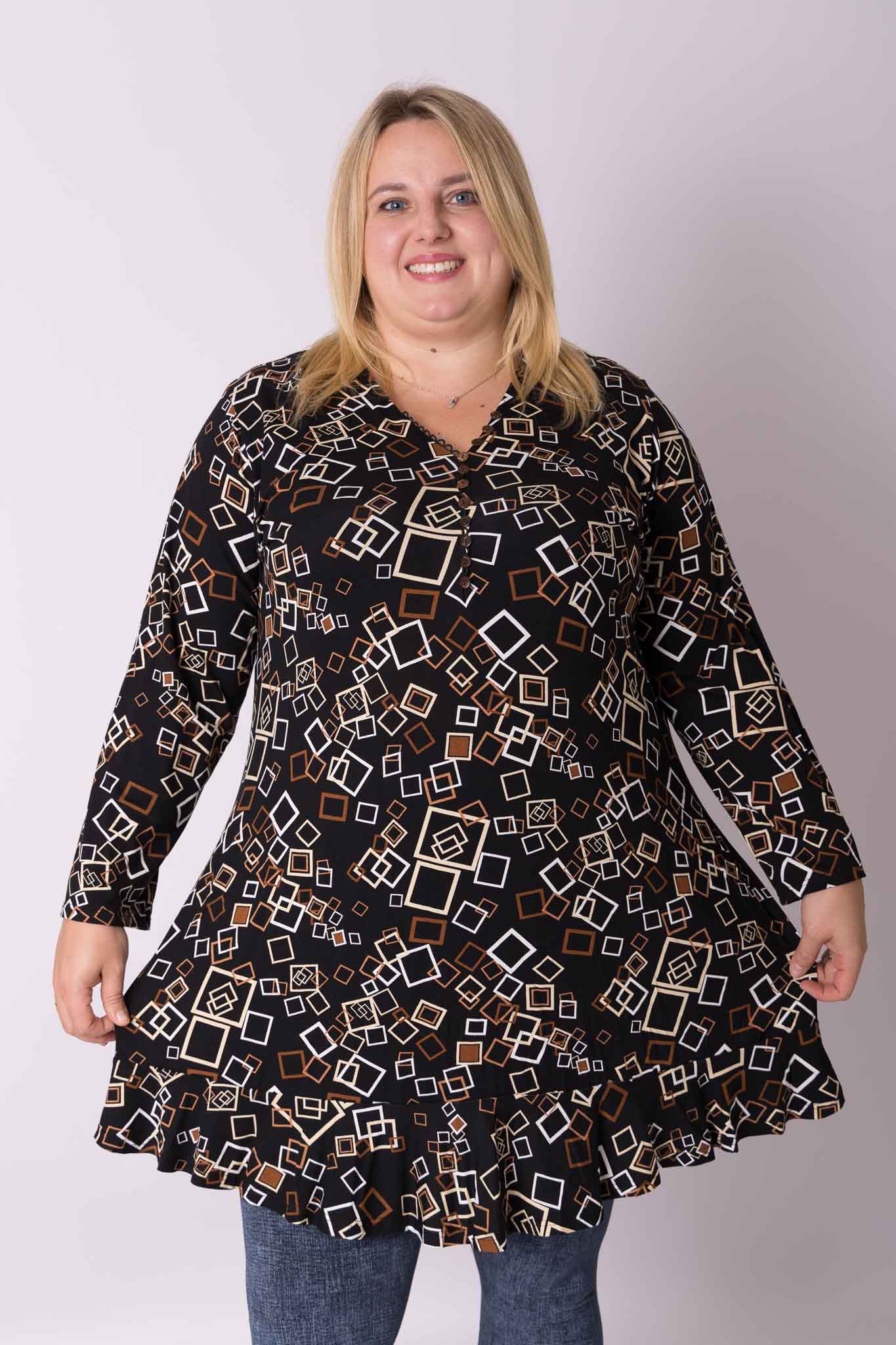 Top Ada vierkantjes bruin 95-100 cm viscose