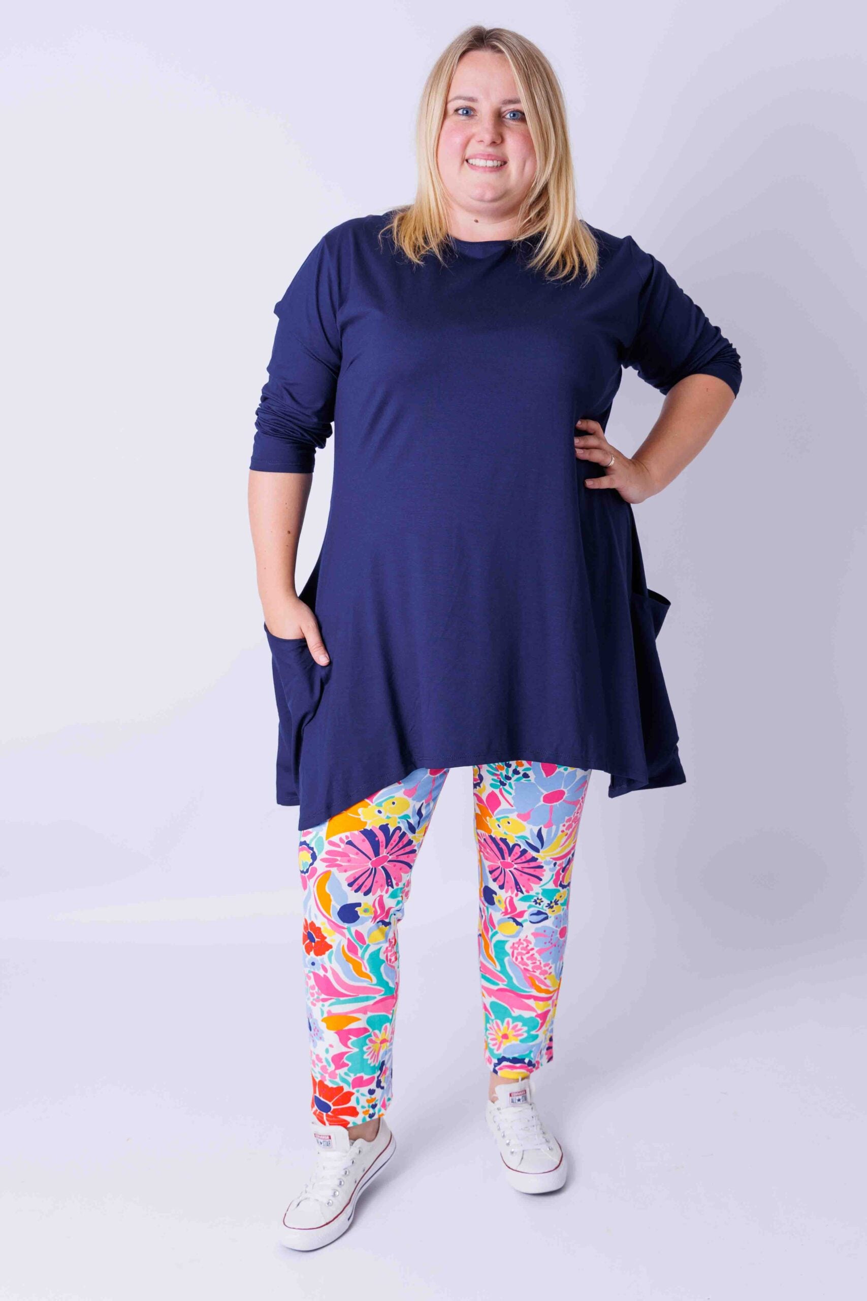 Top Bozenka A-lijn met zakken viscose 85-95 cm maat 46/48