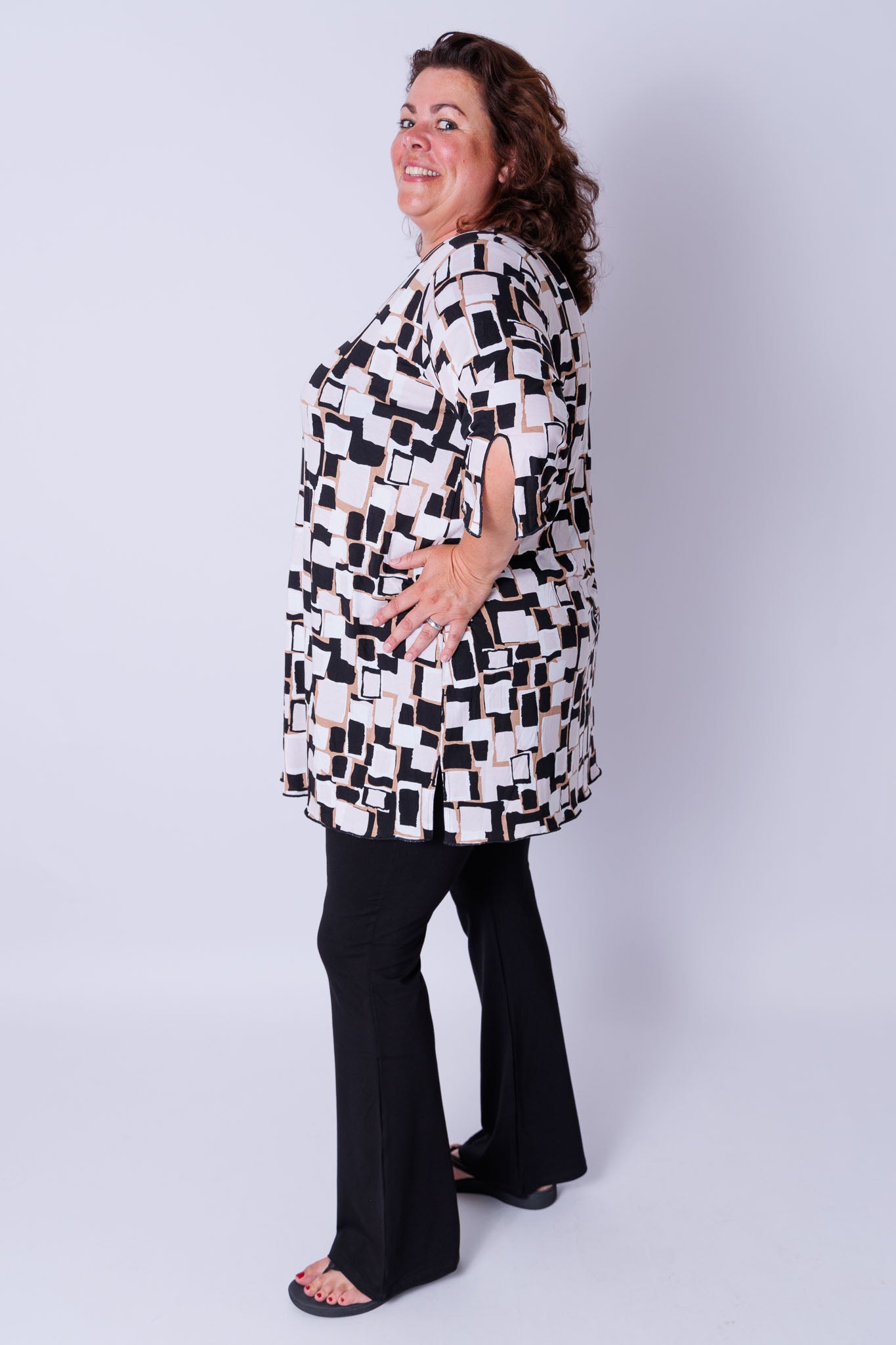 Top Erna abstracte labyrint 90 cm viscose