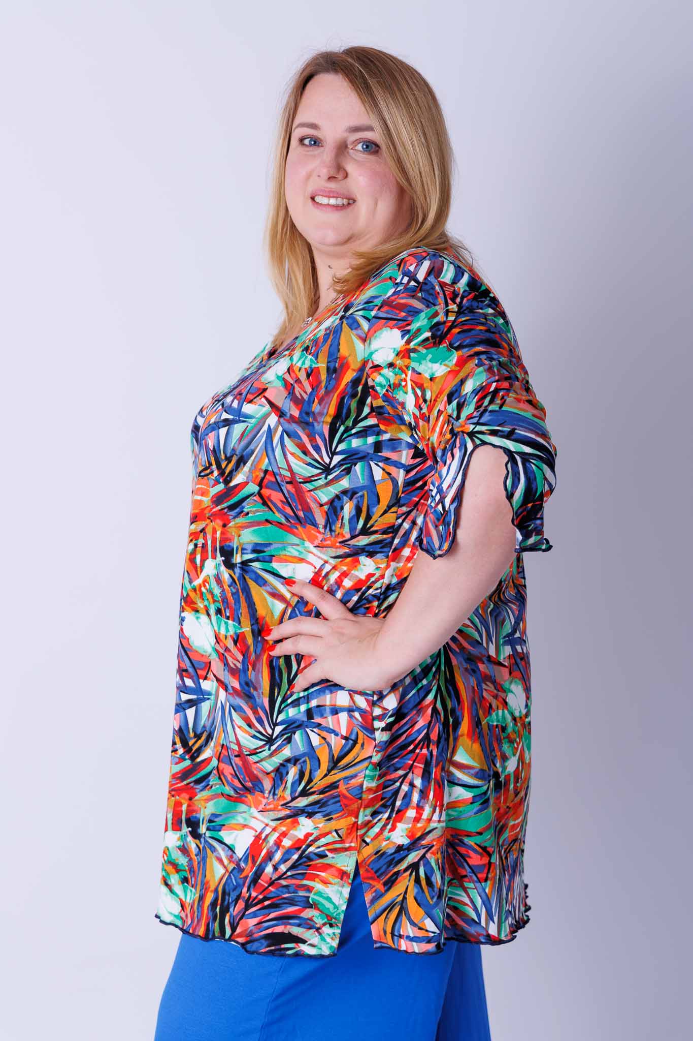 Top Erna driekwart mouwen fleurige varen 90 cm viscose