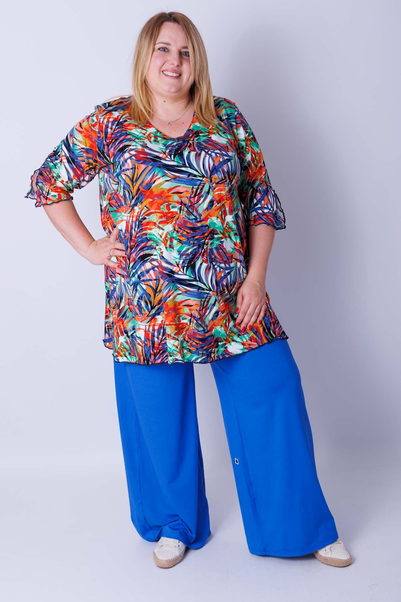 Top Erna driekwart mouwen fleurige varen 90 cm viscose