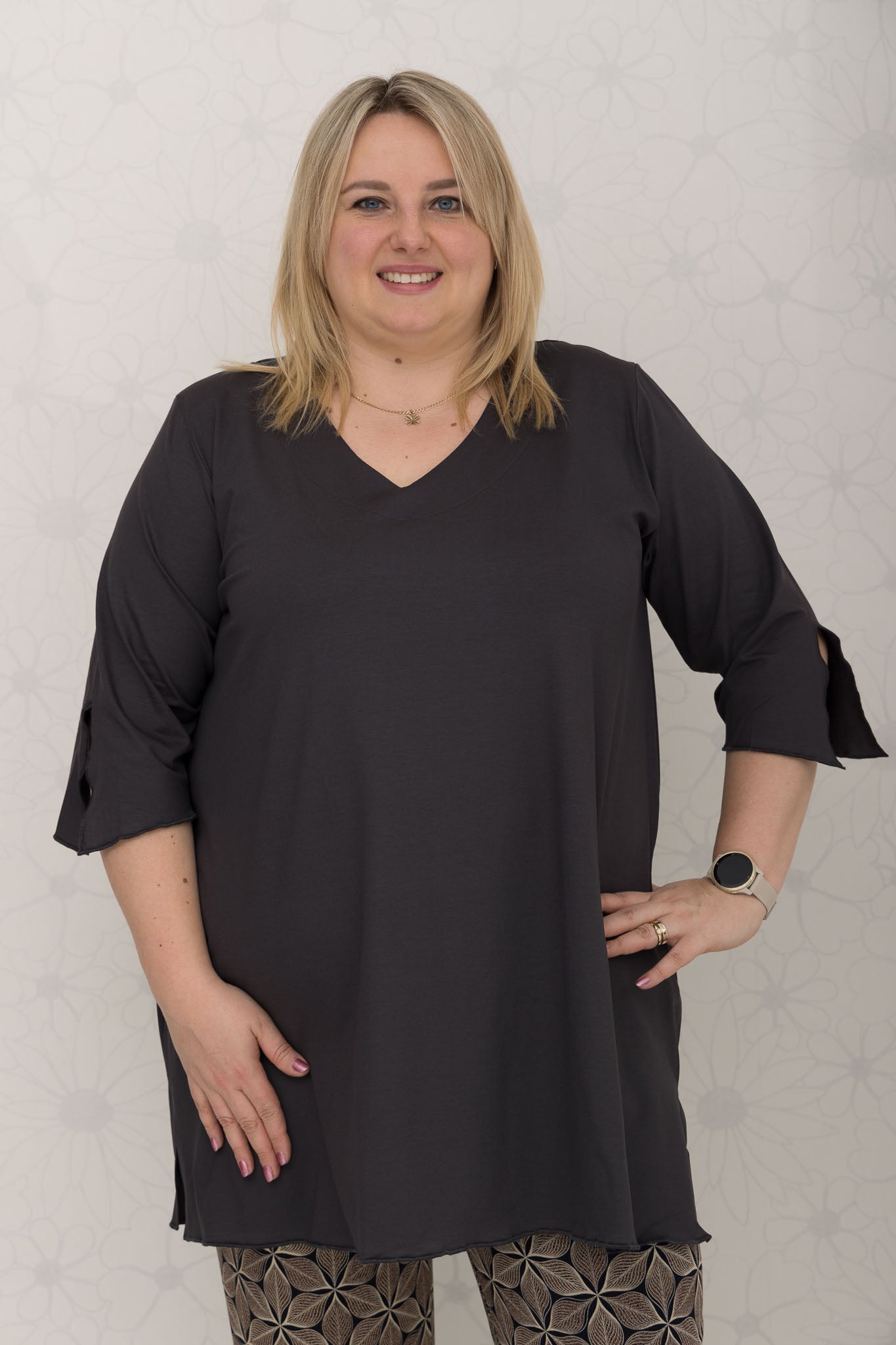 Erna driekwart mouwen viscose 90 cm