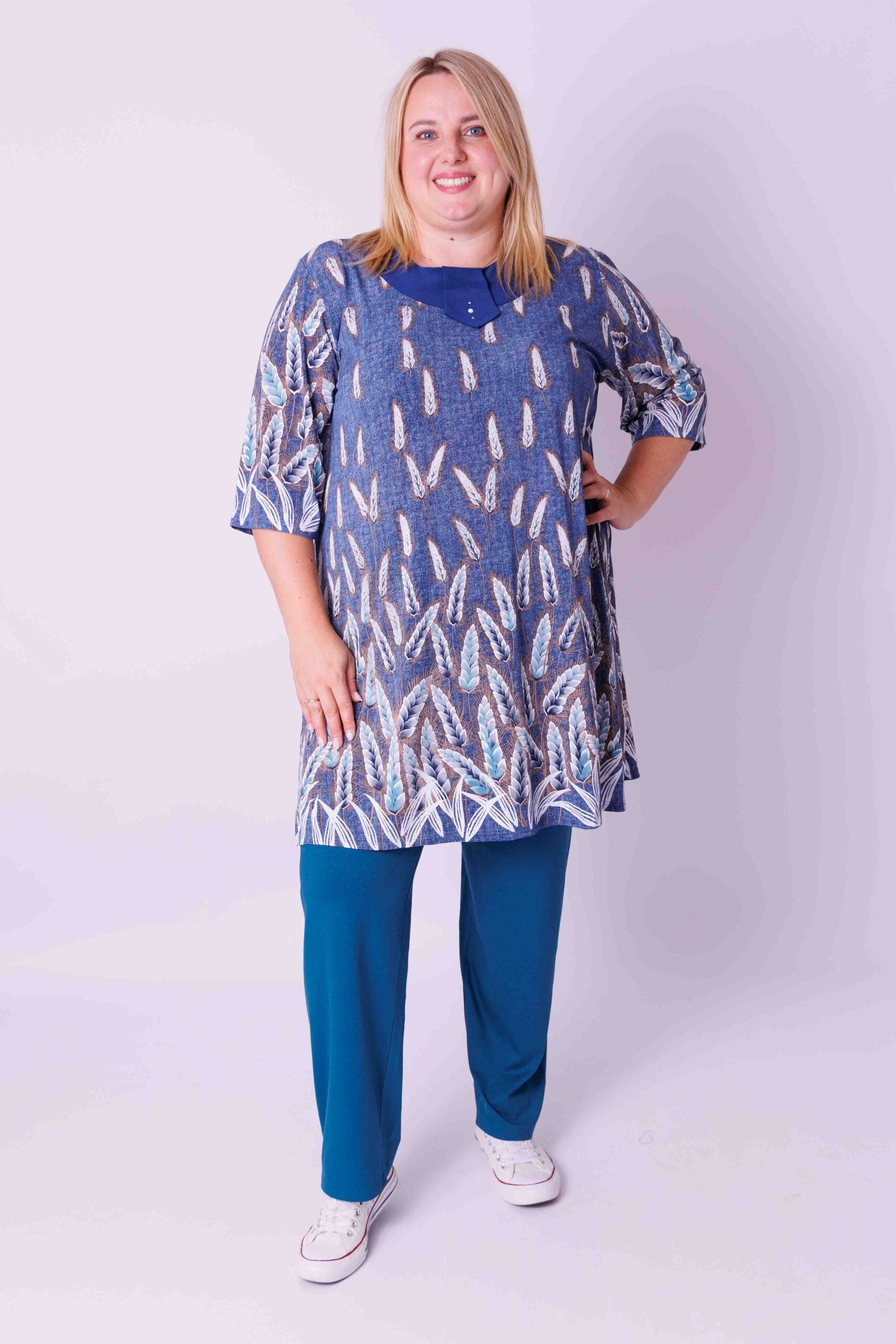 Tuniek Hollandia granen op jeans travel stof 96 cm