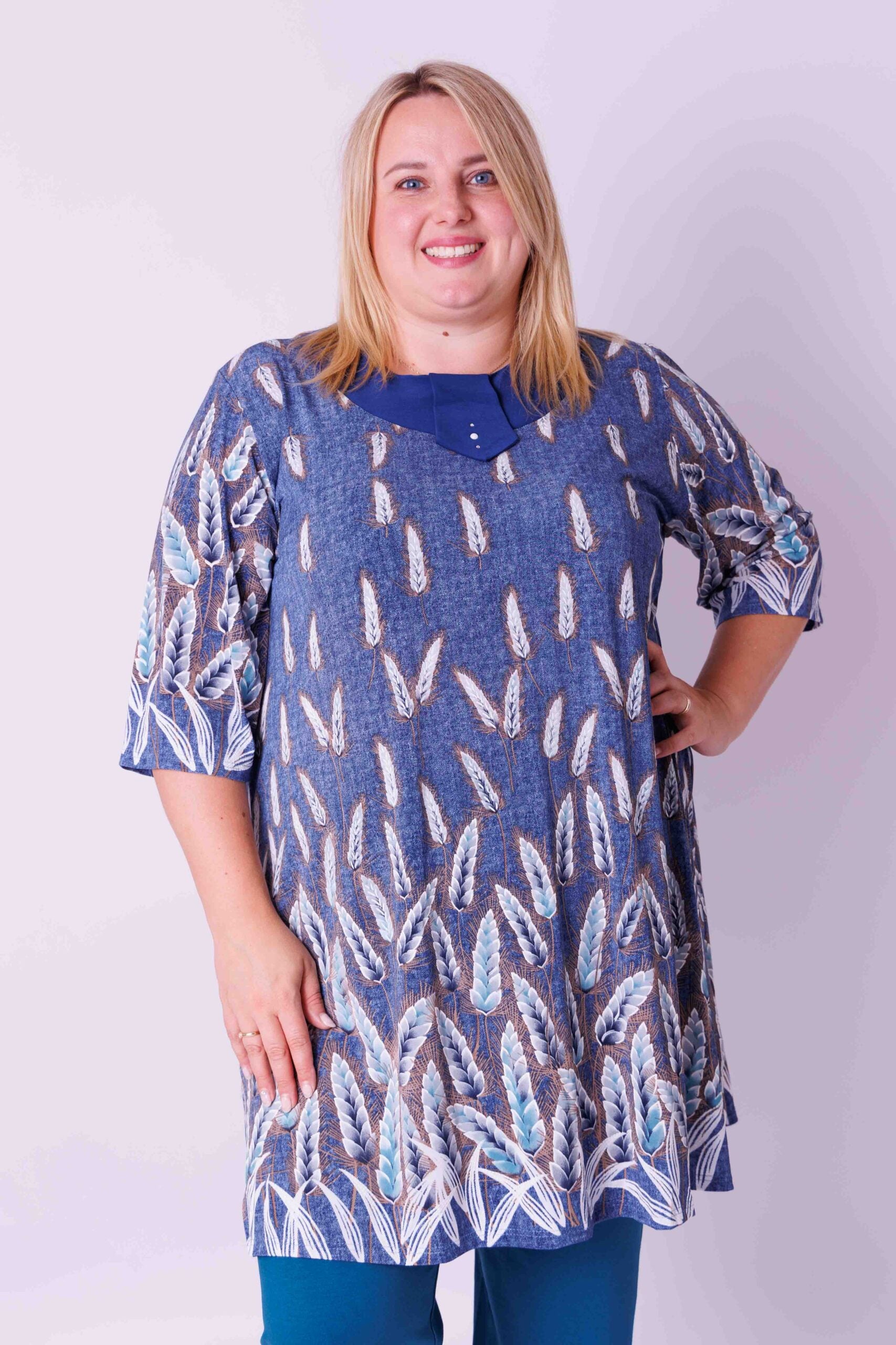 Tuniek Hollandia granen op jeans travel stof 96 cm