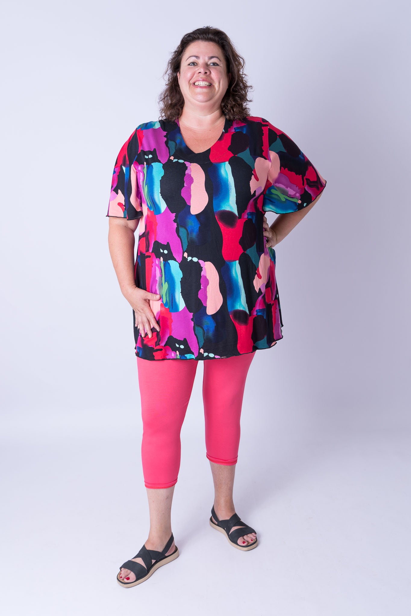 Top Karin fleurige vlekjes 90 cm viscose