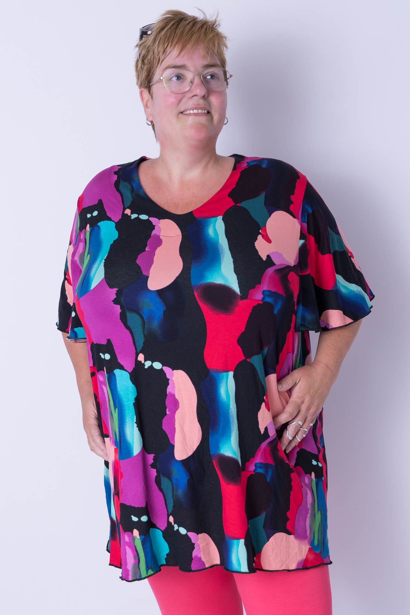 Top Karin fleurige vlekjes 90 cm viscose