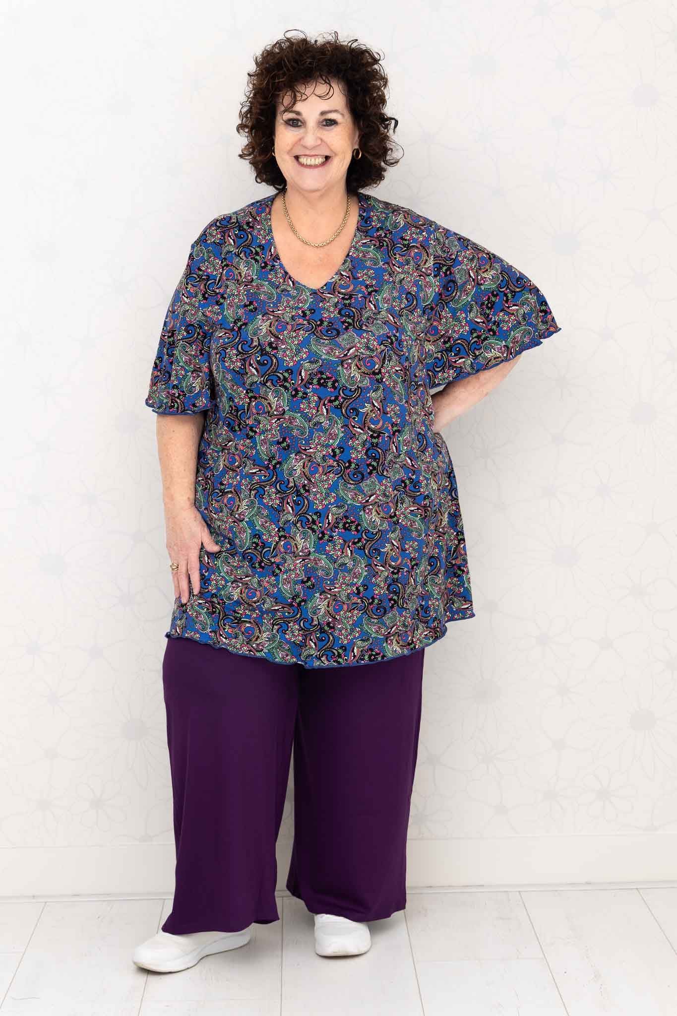 Top Karin - paisley kobalt groen - 90cm - viscose