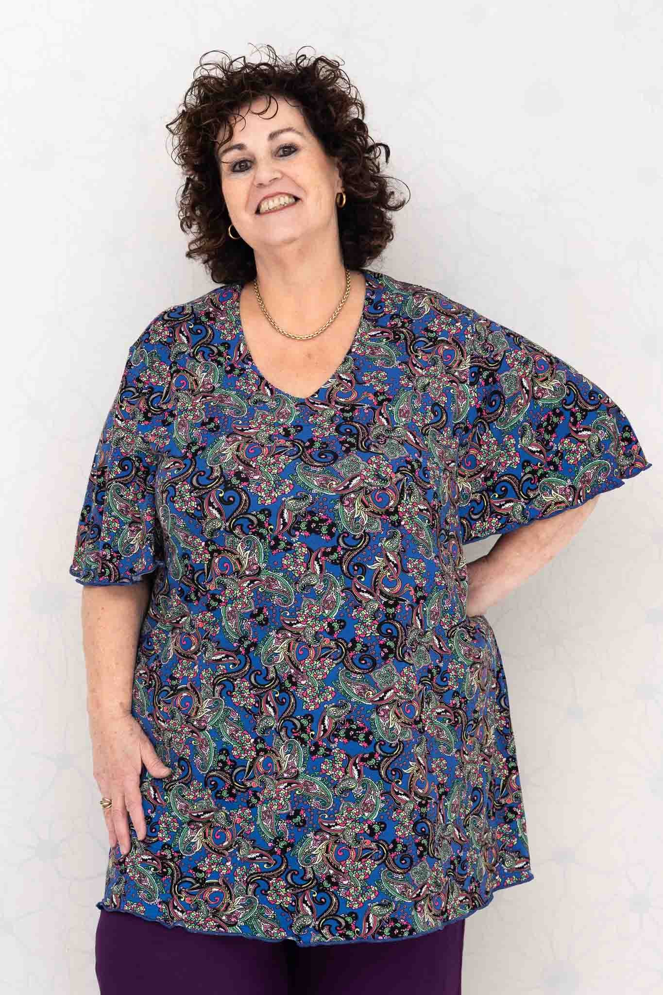 Top Karin - paisley kobalt groen - 90cm - viscose