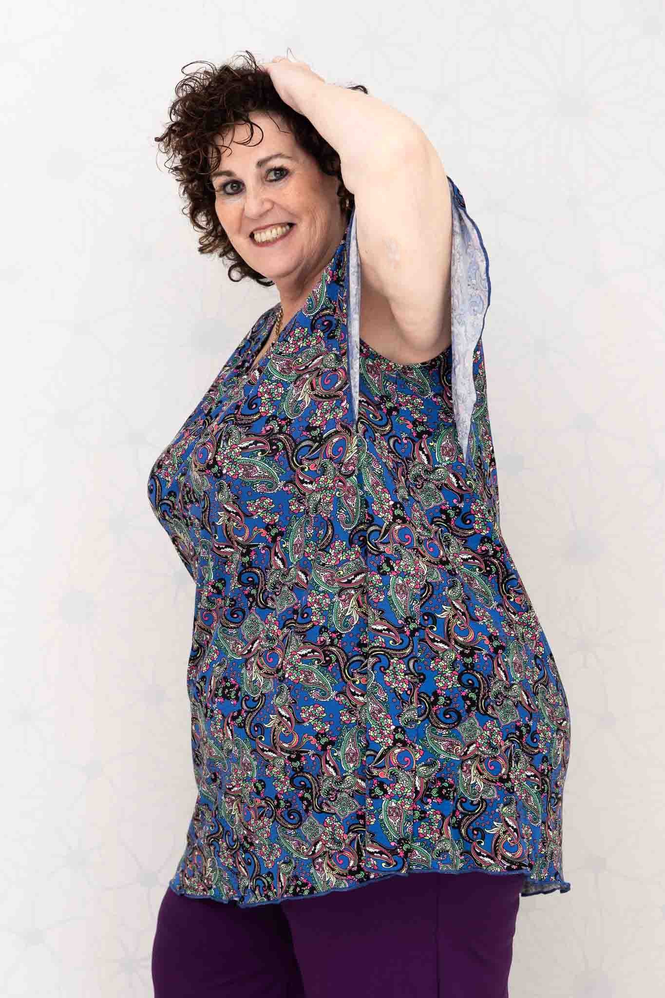 Top Karin - paisley kobalt groen - 90cm - viscose