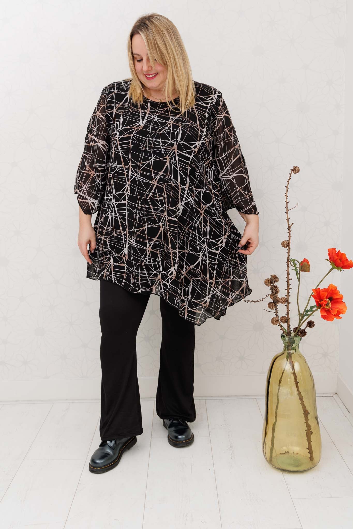 Tuniek Lotte bliksem asymmetrisch chiffon
