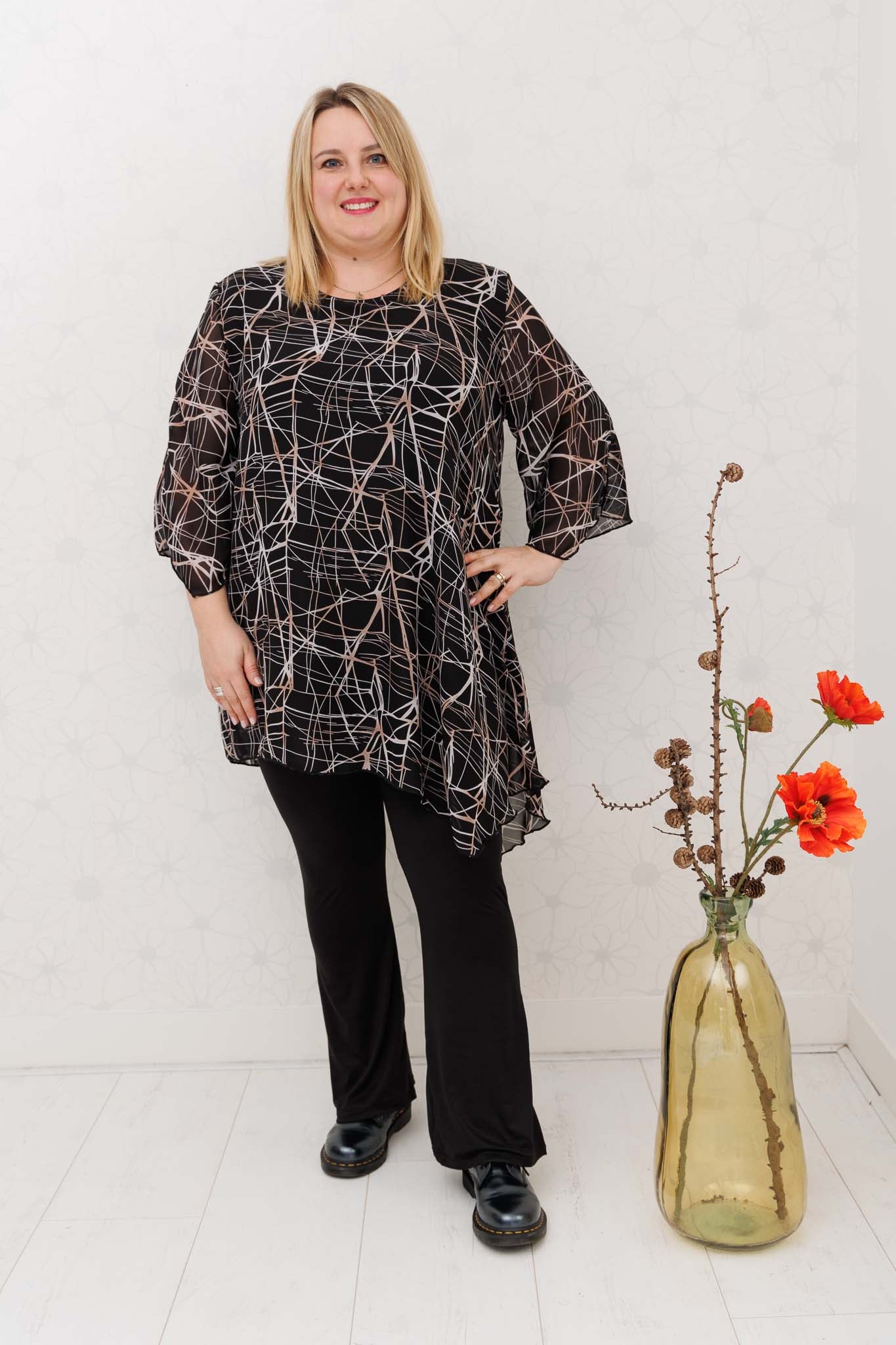 Tuniek Lotte bliksem asymmetrisch chiffon