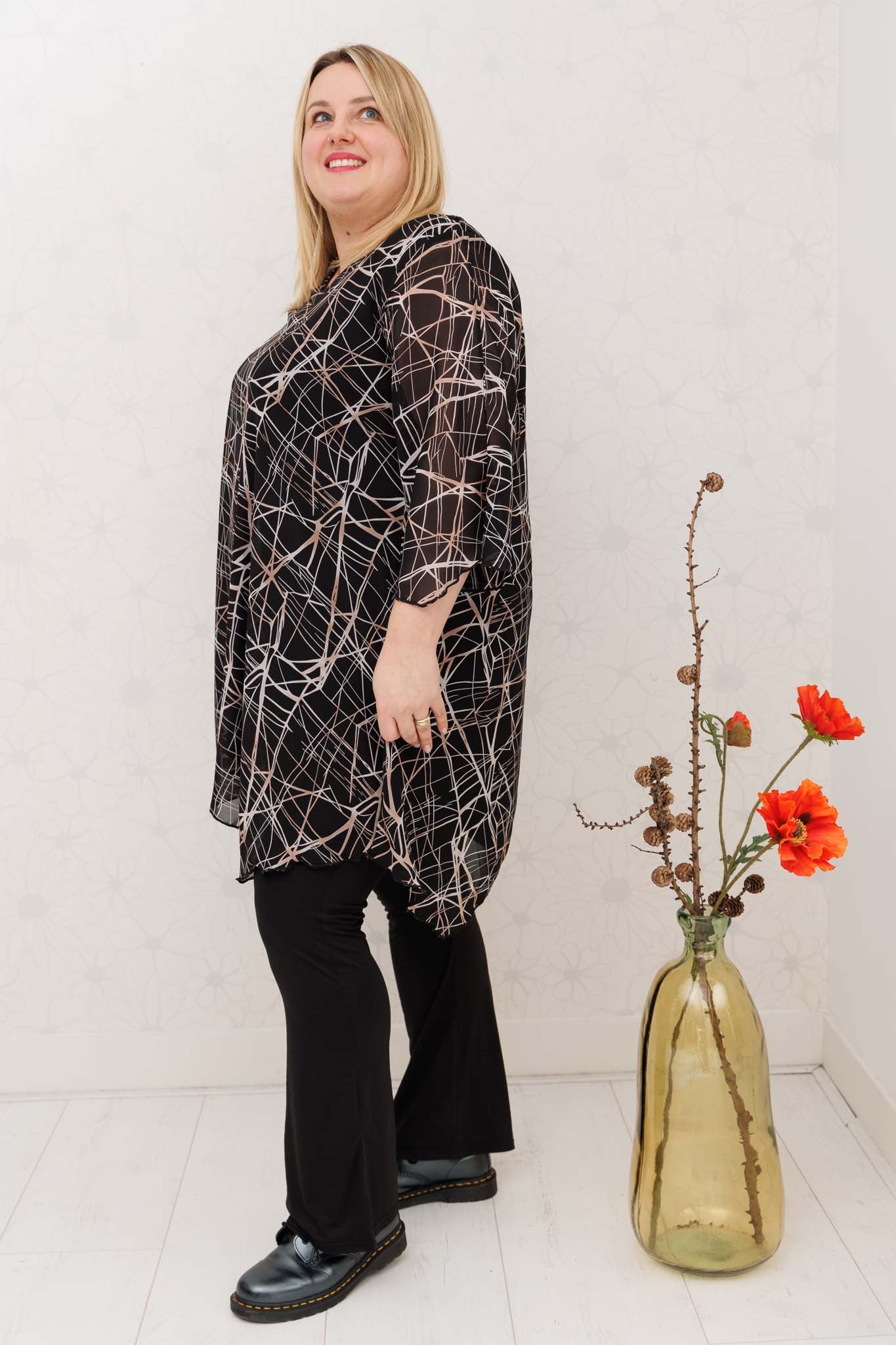 Tuniek Lotte bliksem asymmetrisch chiffon