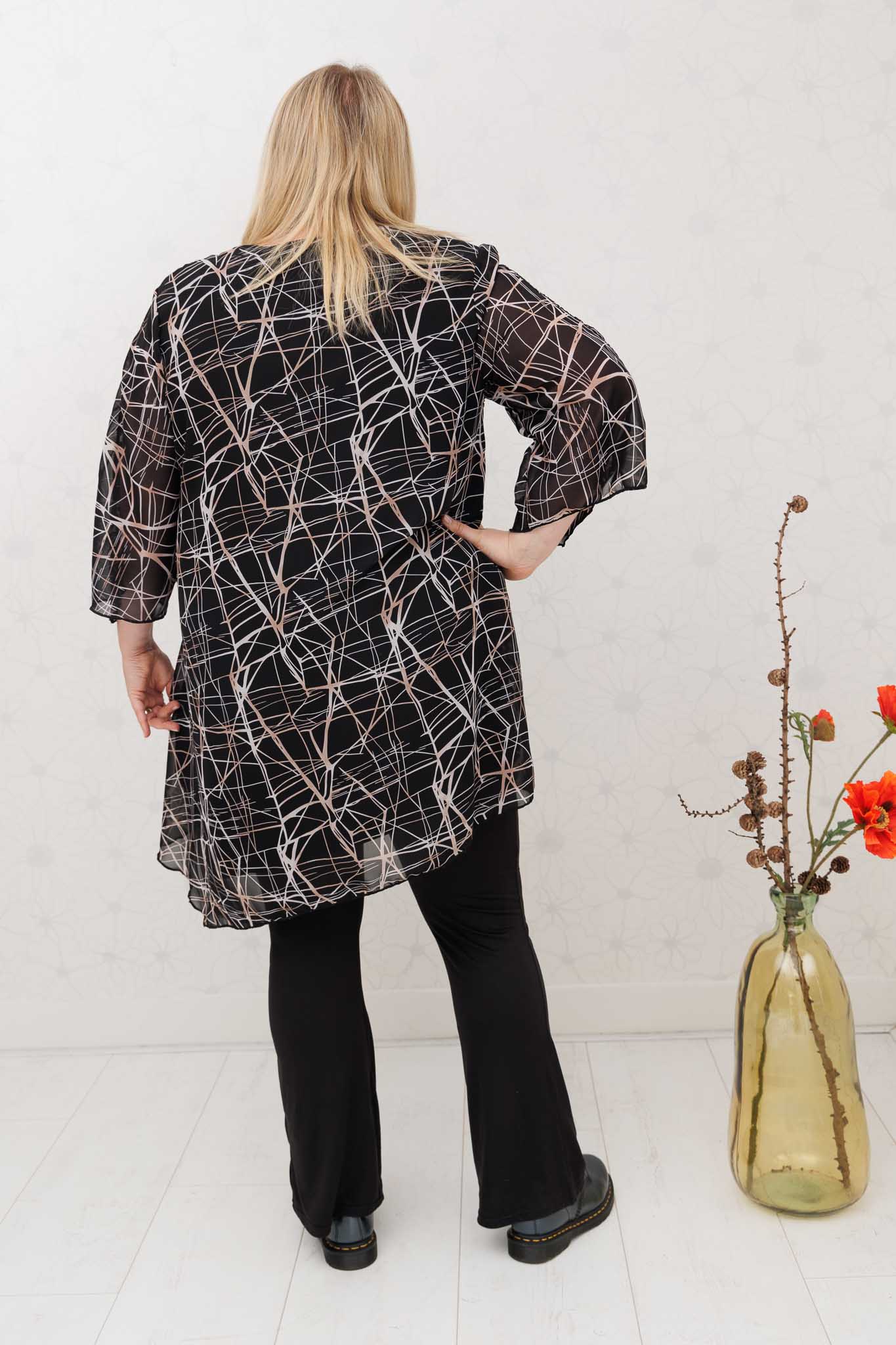 Tuniek Lotte bliksem asymmetrisch chiffon