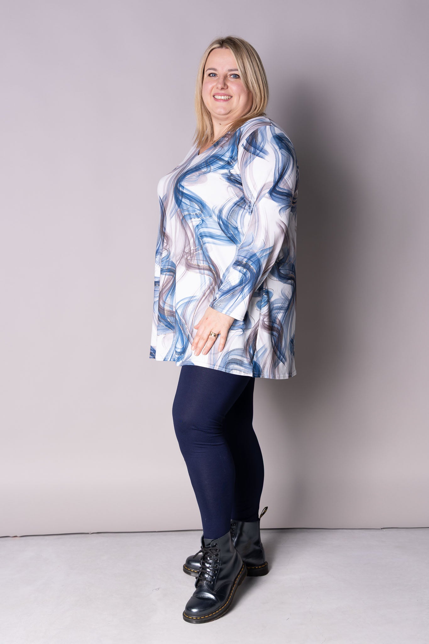 Top Vera | Blauwe Bries | Kimo | A-lijn | Lange mouw | 90cm