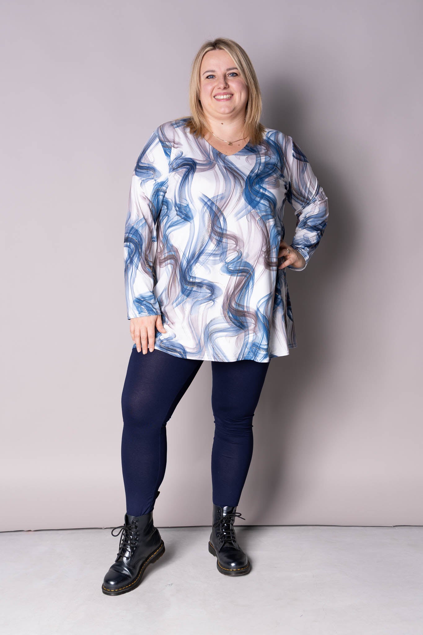 Top Vera | Blauwe Bries | Kimo | A-lijn | Lange mouw | 90cm