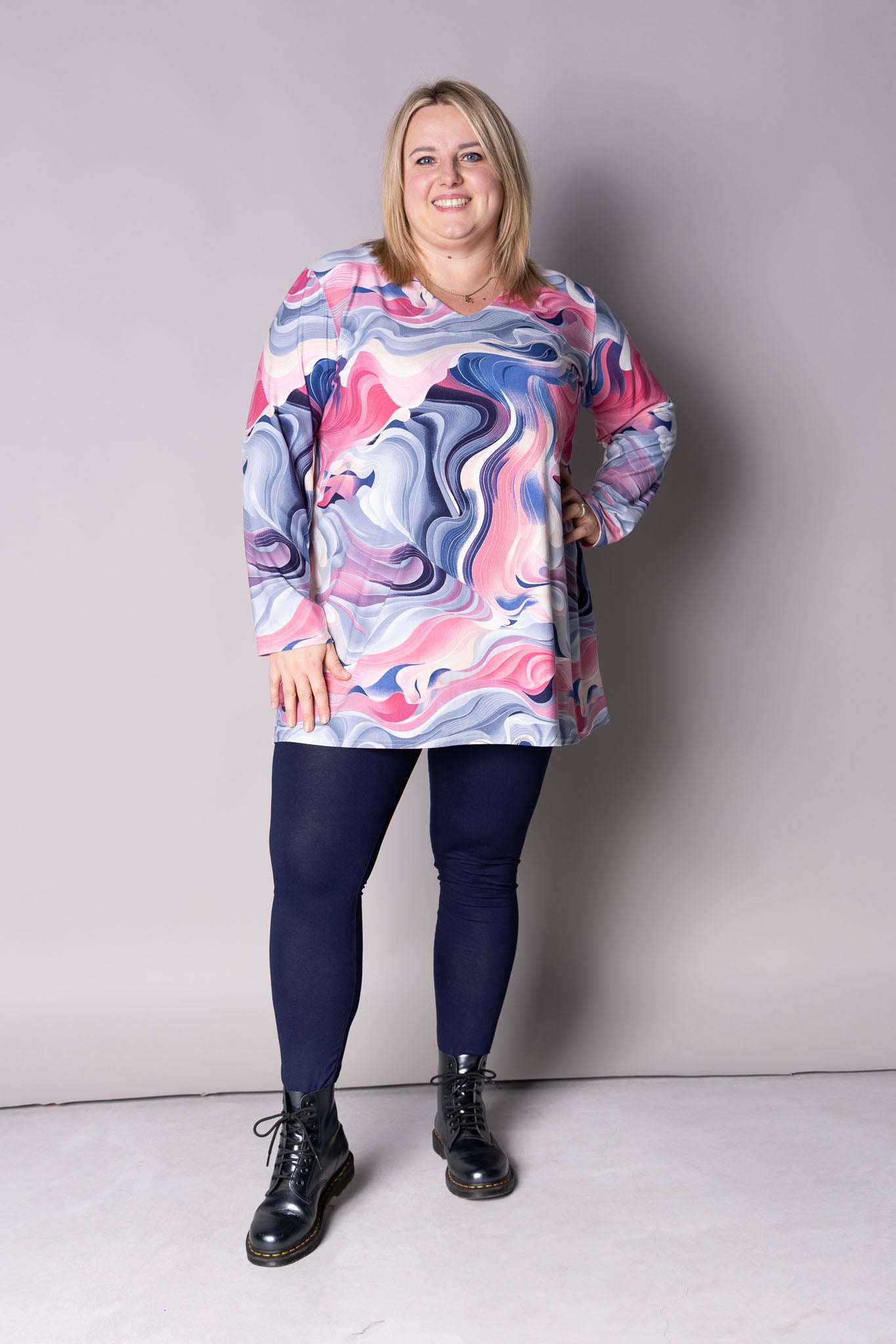 Top Vera |  Candy Swirl | Kimo |  A-lijn | Lange mouw | 90cm