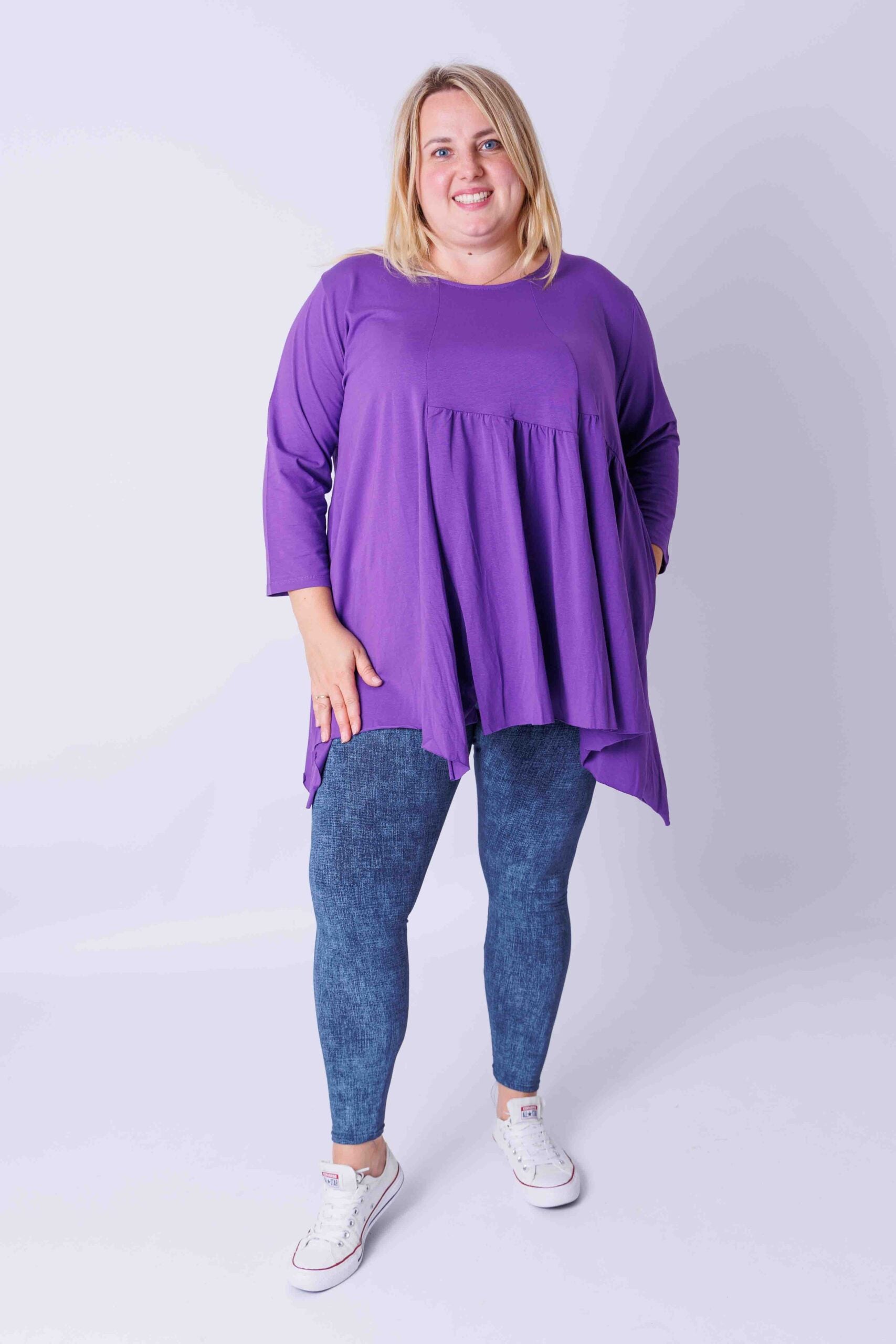 Top  heel wijd met splitjes katoen 80-85 cm