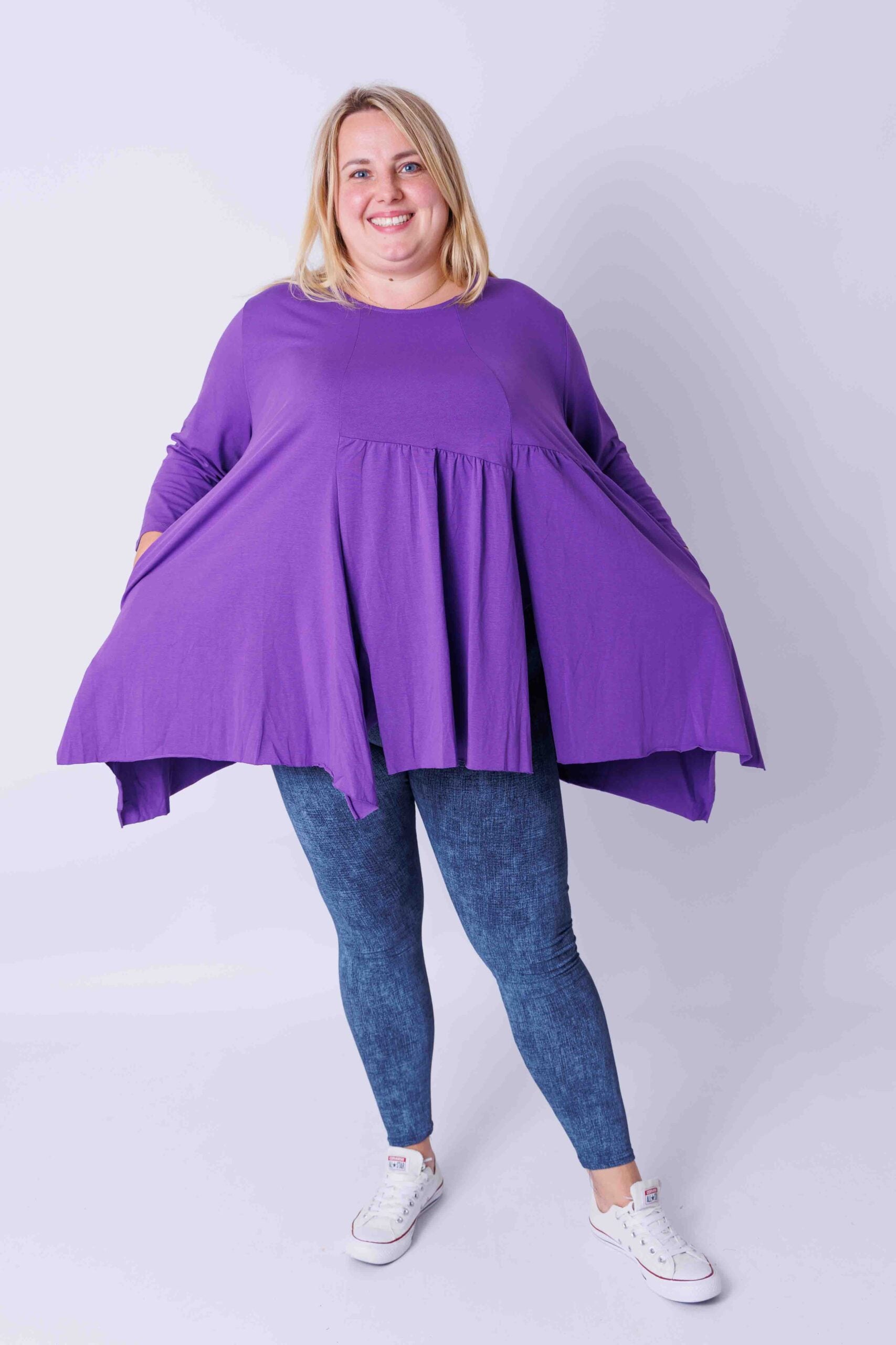 Top  heel wijd met splitjes katoen 80-85 cm