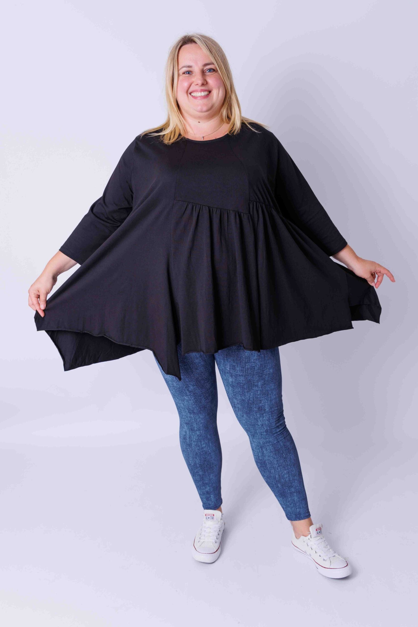 Top  heel wijd met splitjes katoen 80-85 cm