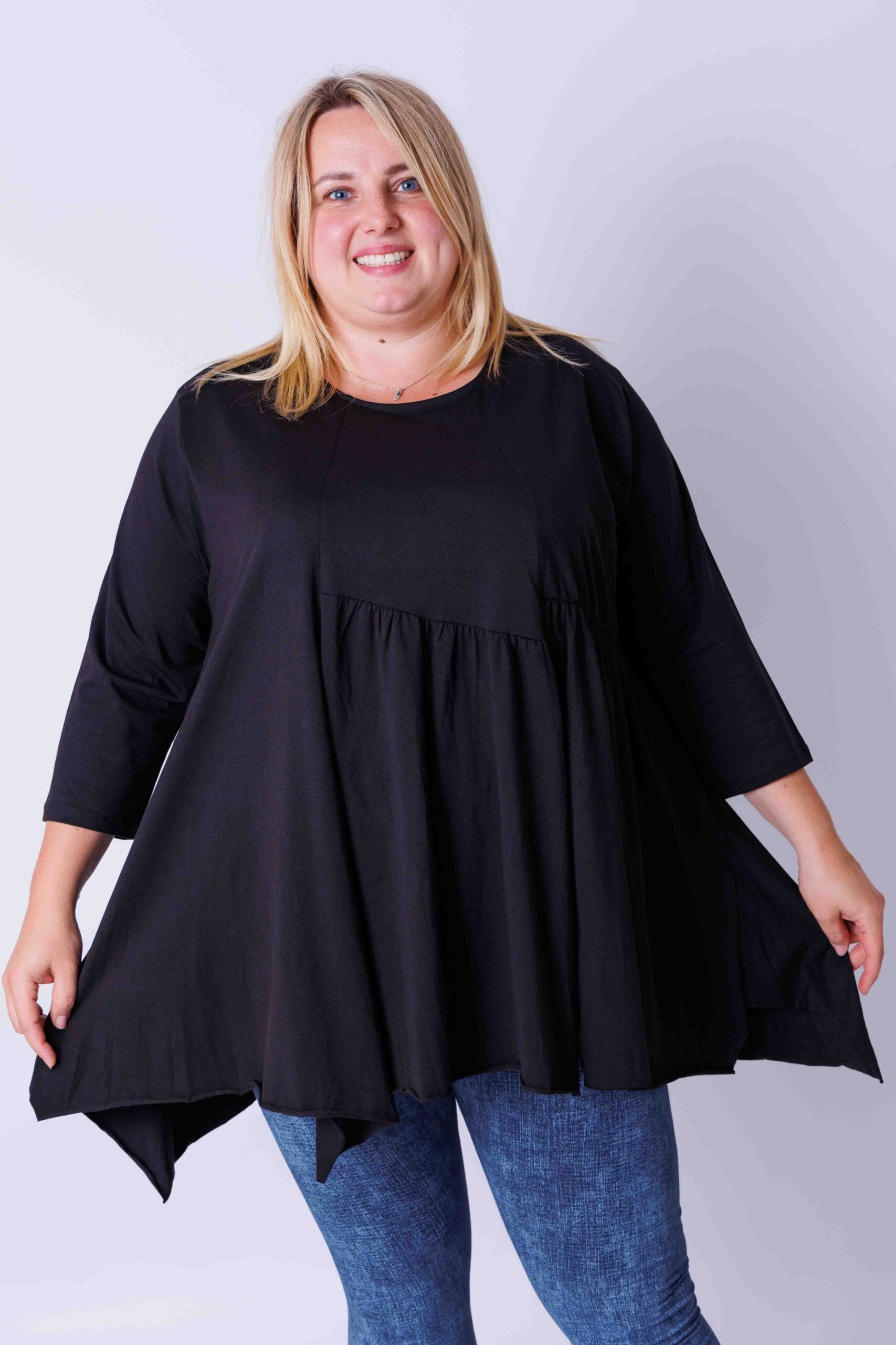 Top  heel wijd met splitjes katoen 80-85 cm