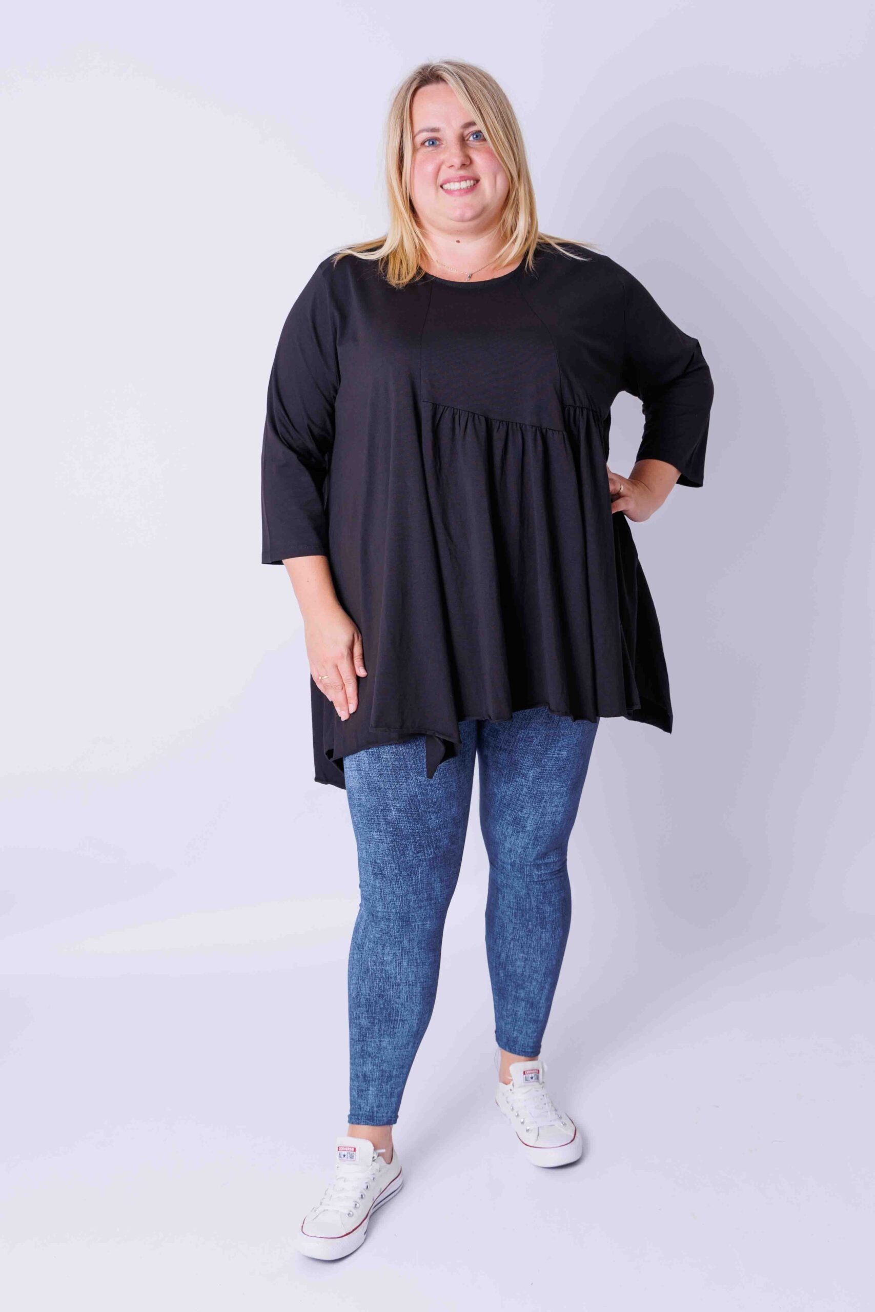 Top  heel wijd met splitjes katoen 80-85 cm