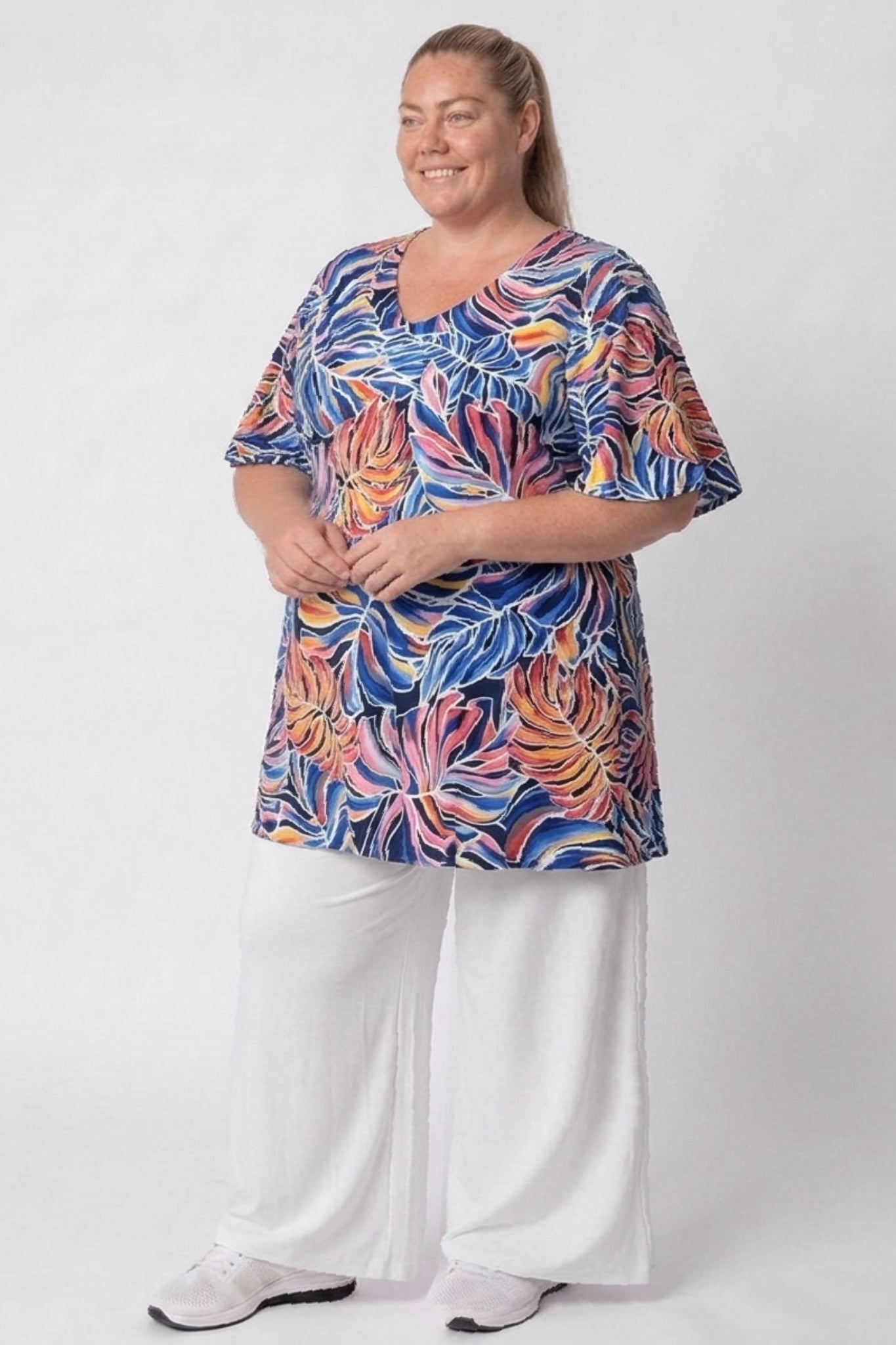 Top Karin 90cm | Monstera Sunset | Vlindermouw | Travelstof